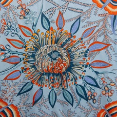 HERMES blue FLOWERS OF SOUTH AFRICA 140 Scarf silk Ciel Orange Blue Jean