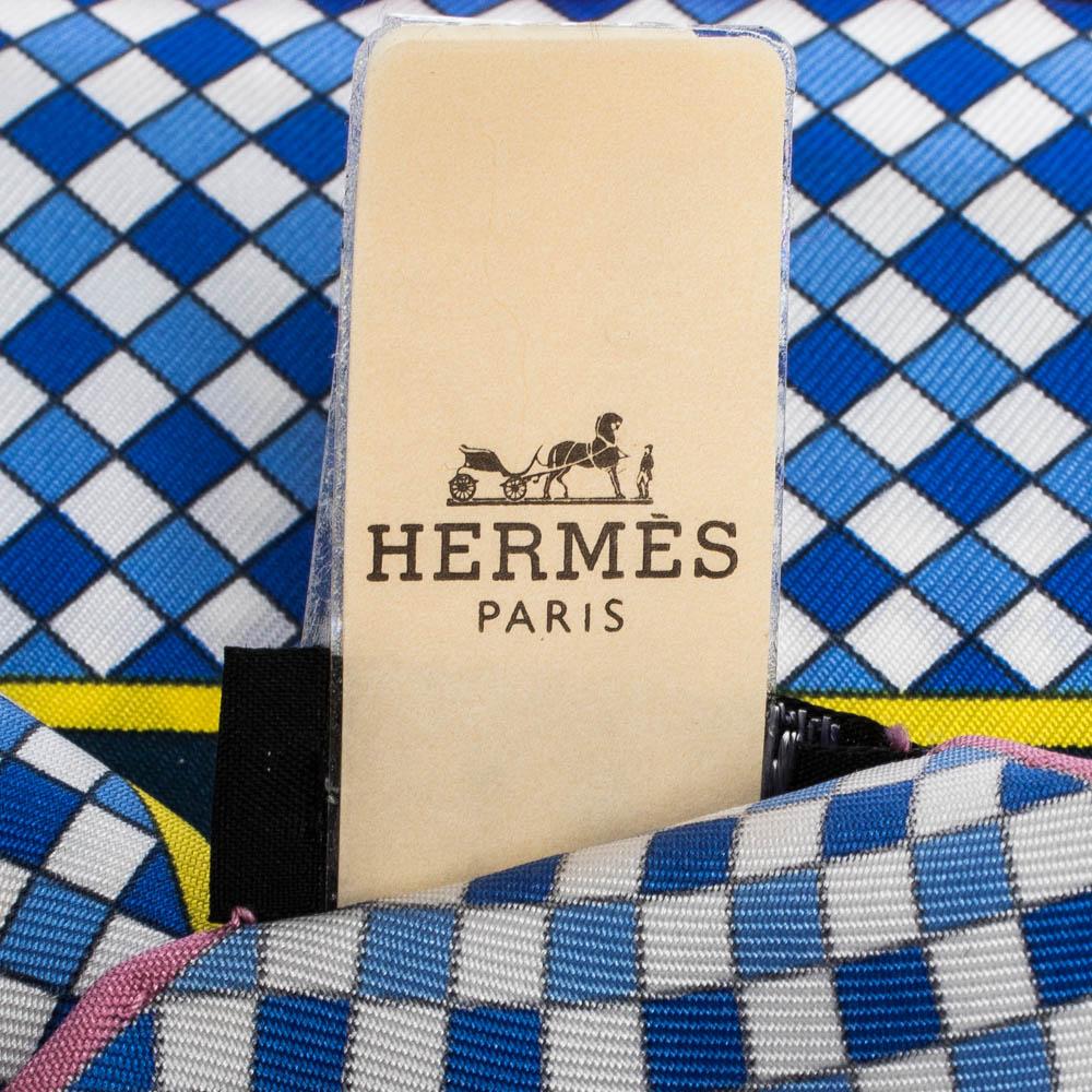 Hermes Blue Fouet et Badine Silk Twill Square Scarf 1