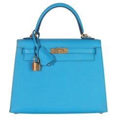 Hermès Blue Frida Epsom Sellier Kelly 25 GHW
