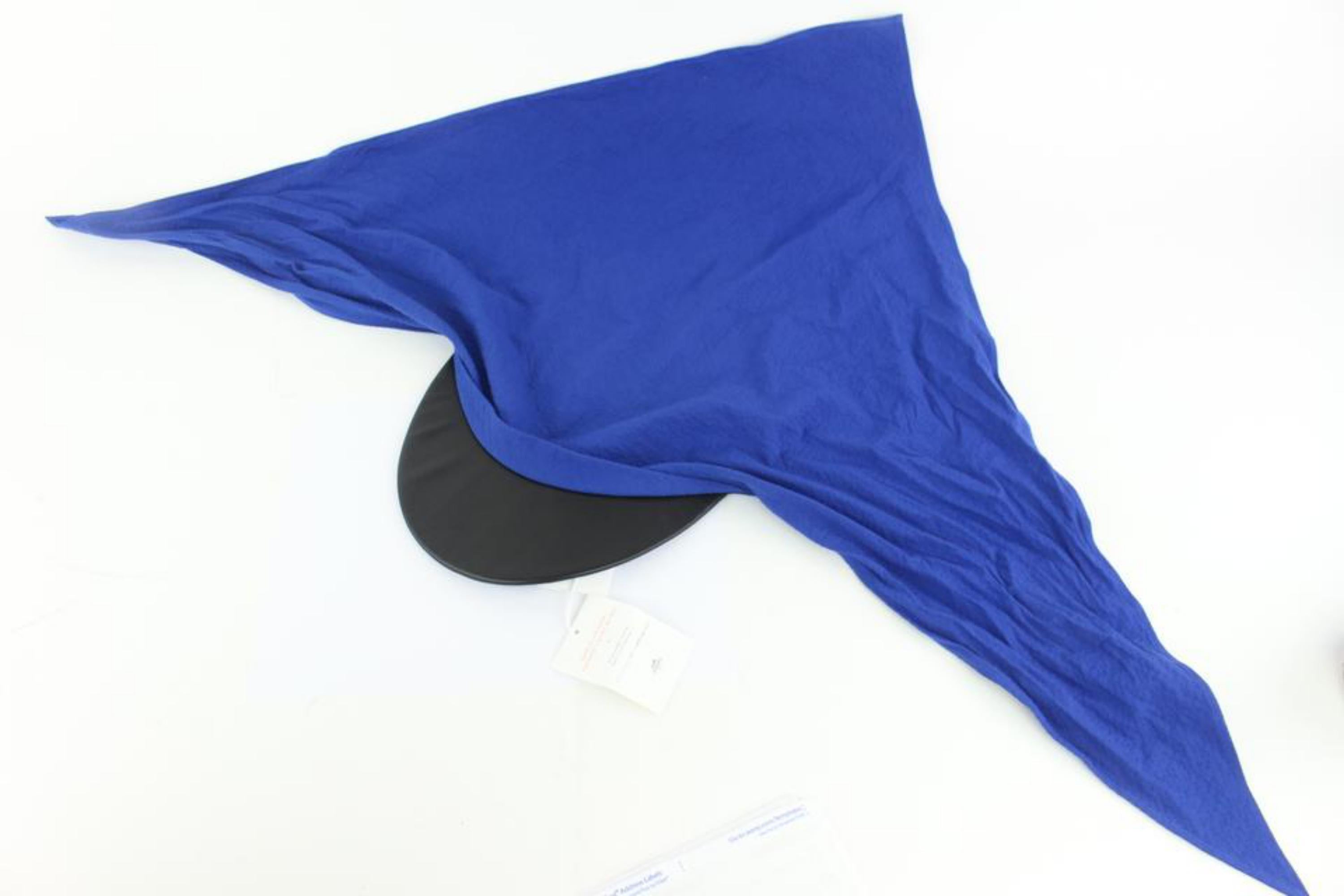 Hermès Blue Gaby Seersucker Pointu Solaire Wrap Cap 33hz1009 Hat In New Condition For Sale In Forest Hills, NY