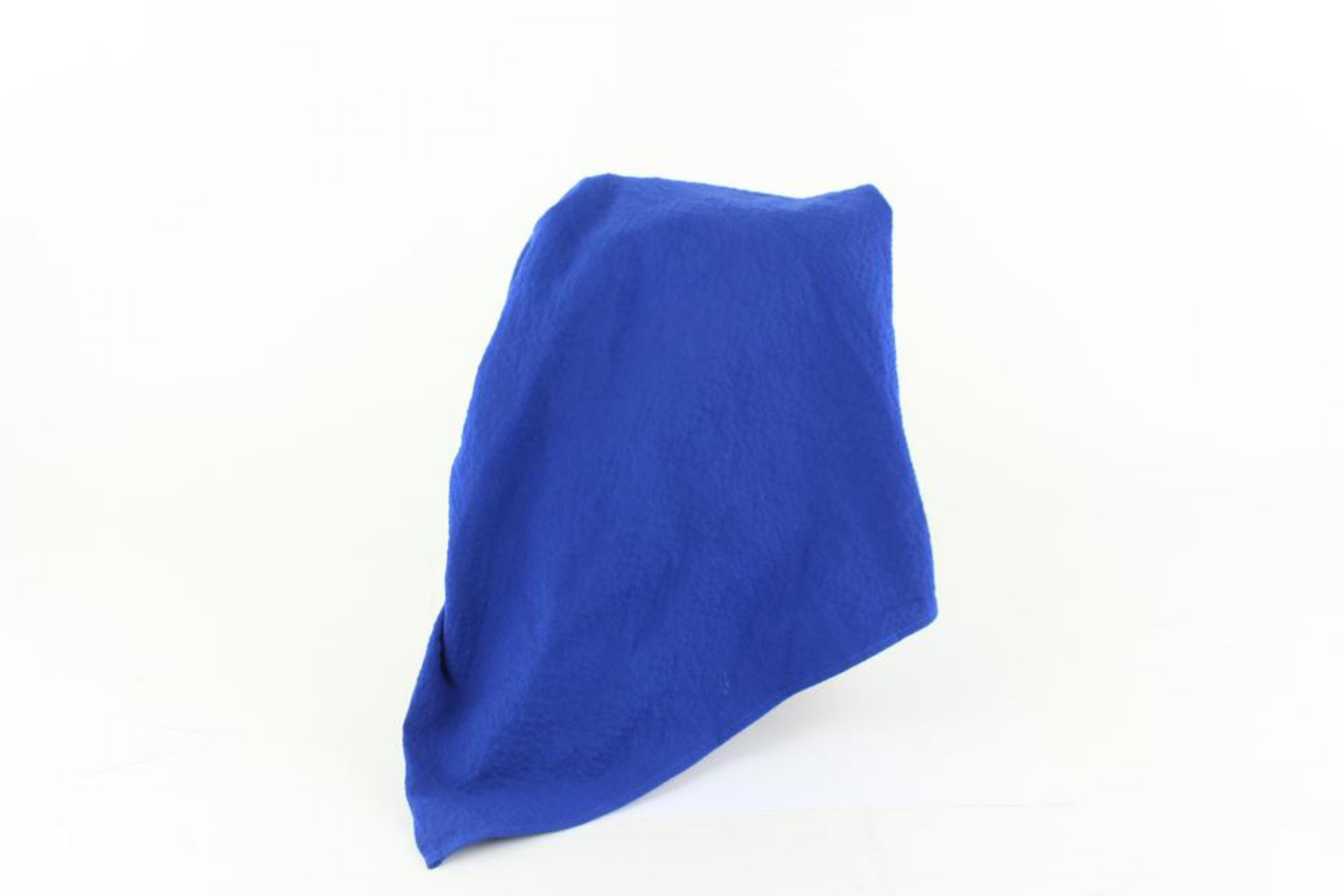 Hermès Blue Gaby Seersucker Pointu Solaire Wrap Cap 33hz1009 Hat For Sale 2
