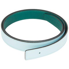 HERMES blue green 24mm Reversible Belt Strap 110 Swift / Epsom leather