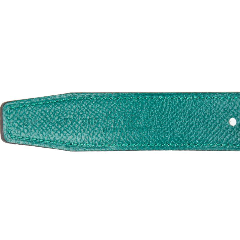 Blue HERMES blue green 24mm Reversible Belt Strap 90 Swift / Epsom leather
