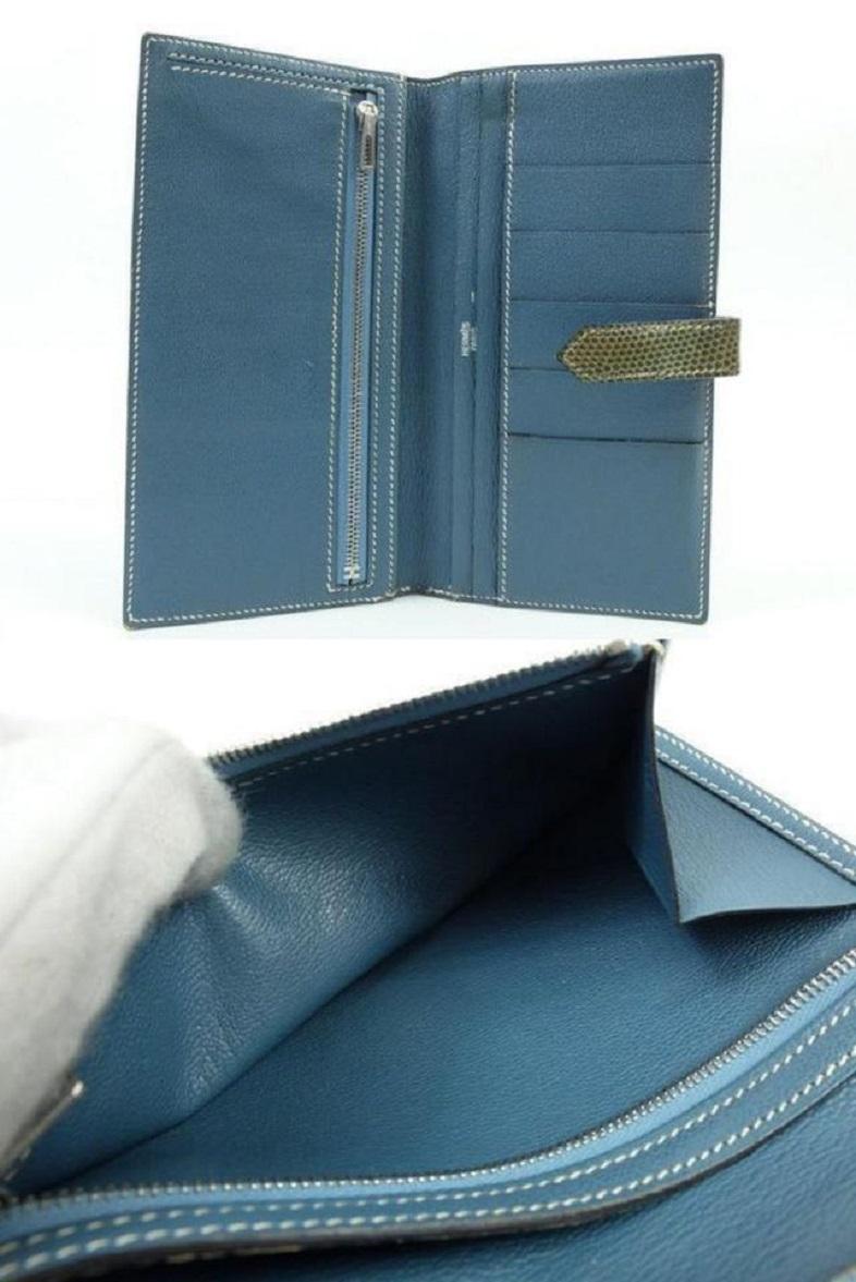 Hermès Blue-green Constance Lizard Bearn Gusset Long Bifold Flap H Logo 239718 For Sale 2