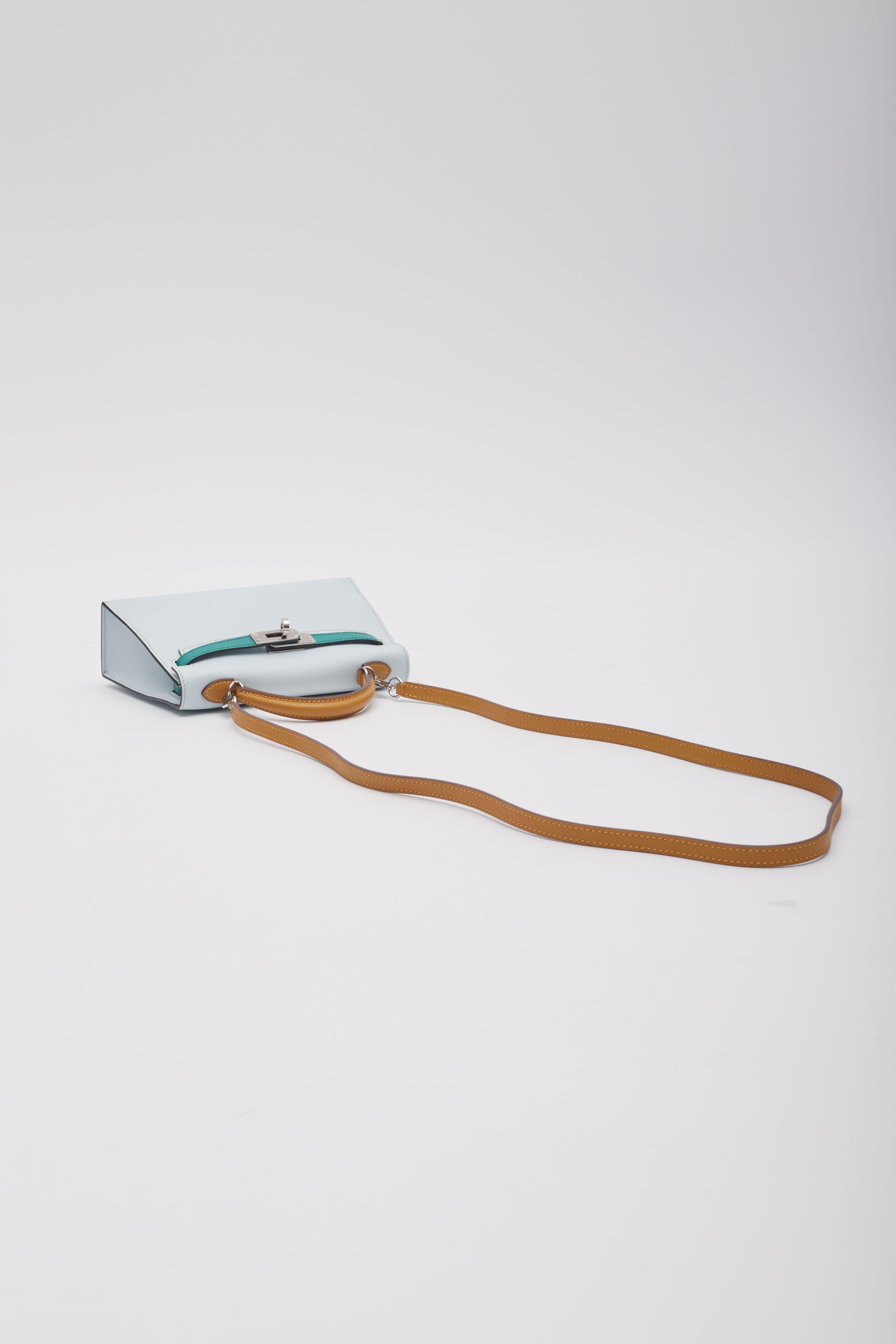 Hermès Blue Green Veau Palladium Epsom Mini Kelly Bag Sellier 20 11