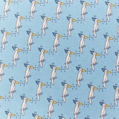 HERMES blue grey 100% silk woodpecker bird print classic formal tie