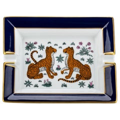 Used Hermes Blue Guepards Collectible Ashtray