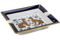 Hermes Blue Guepards Collectible Ashtray With Box