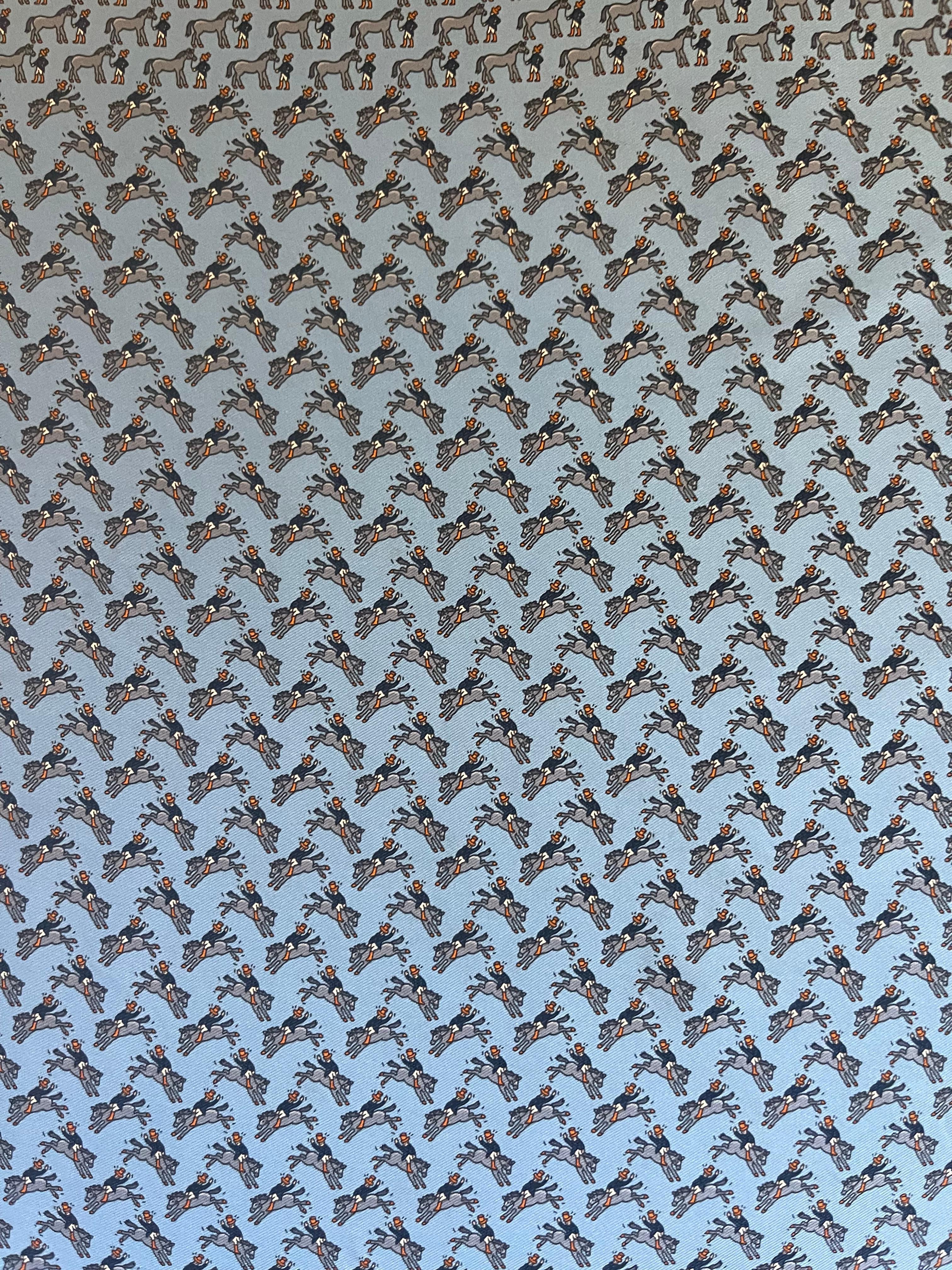 Hermès Blue Horse Silk Gavroche Scarf In Good Condition For Sale In Palm Beach, FL