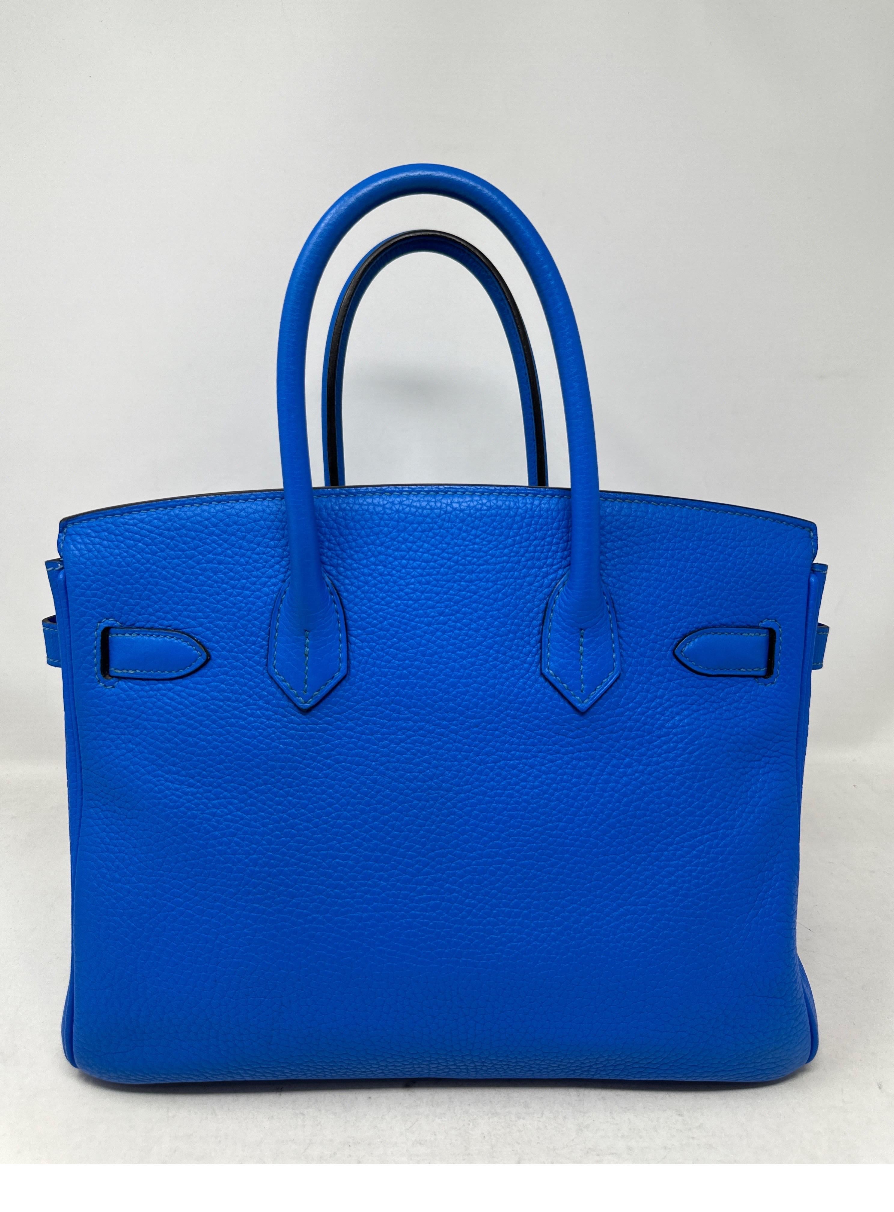 Women's or Men's Hermes Blue Hydra Birkin 30 Bag 
