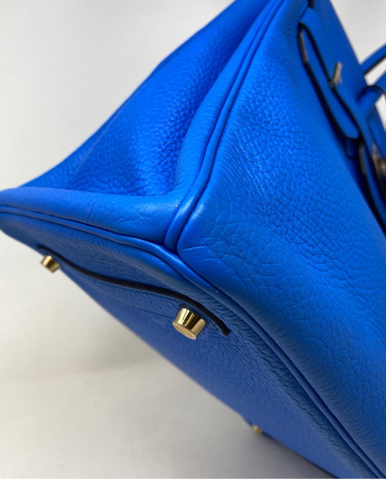 Hermes Blue Hydra Birkin Bag. Gold hardware. Excellent condition. Beautiful vibrant blue color. Rare and unique color. Includes clochette, lock, keys, and dust cover. Guaranteed authentic. 