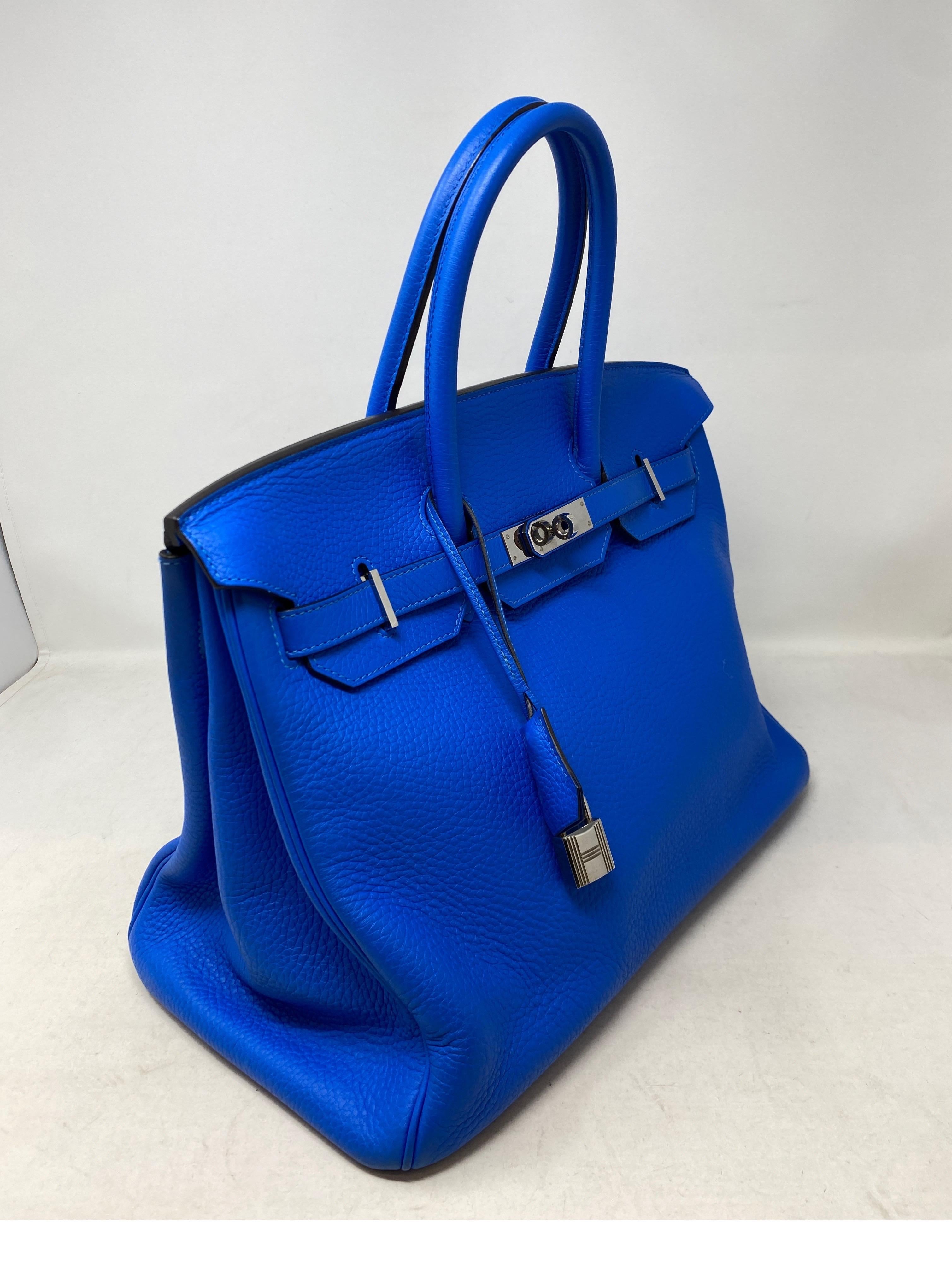 Hermes Blue Hydra Birkin 35 Bag In Good Condition In Athens, GA