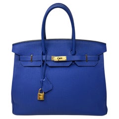 Hermes Blue Hydra Birkin 35 Bag 