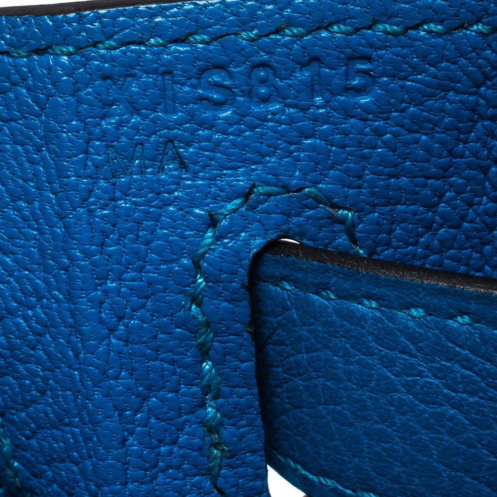 Hermes Blue Hydra Evercolor Leather Gold Hardware Kelly Retourne 28 Bag 3