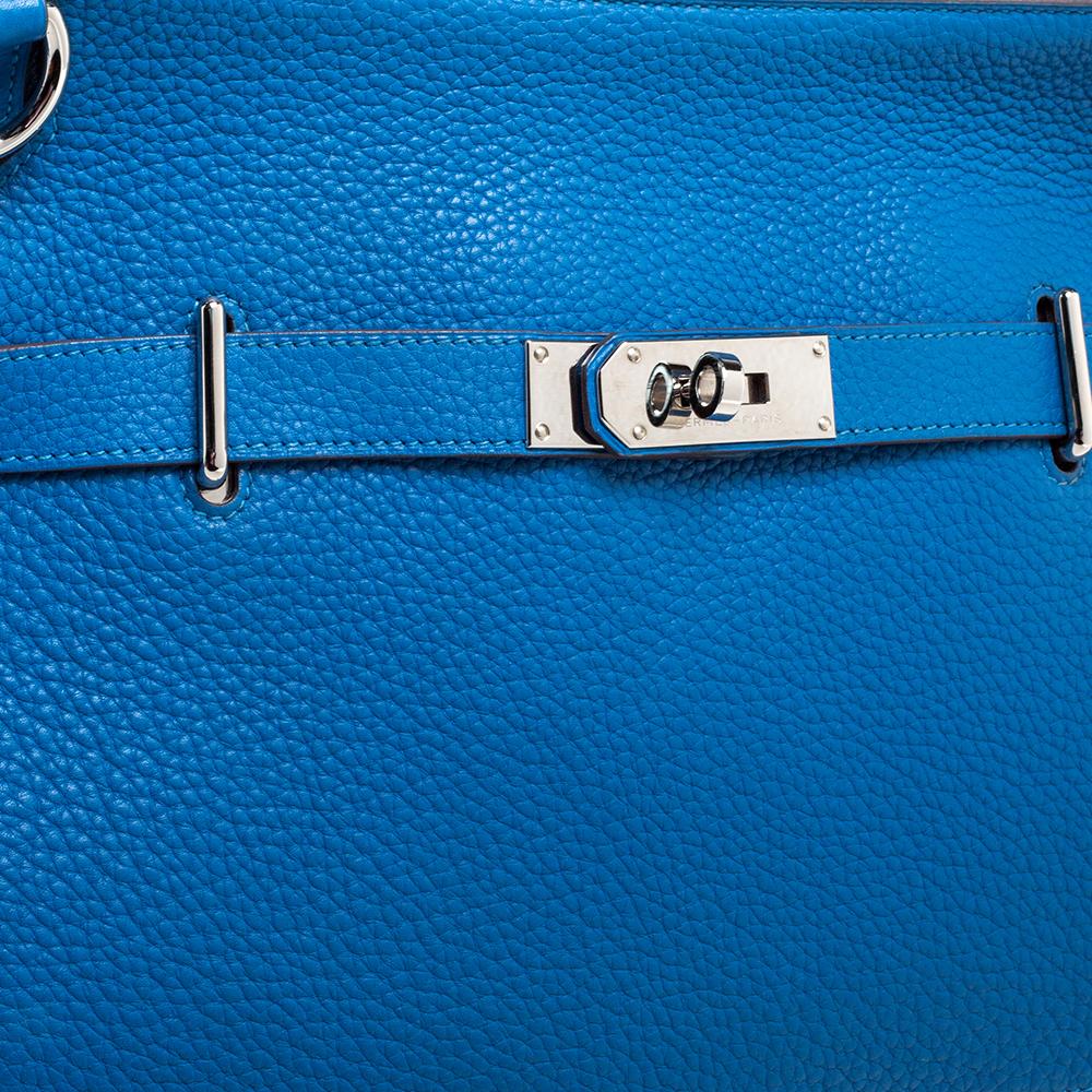 Hermes Blue Hydra Taurillon Clemence Leather Palladium Hardware Jypsiere 34 Bag 6