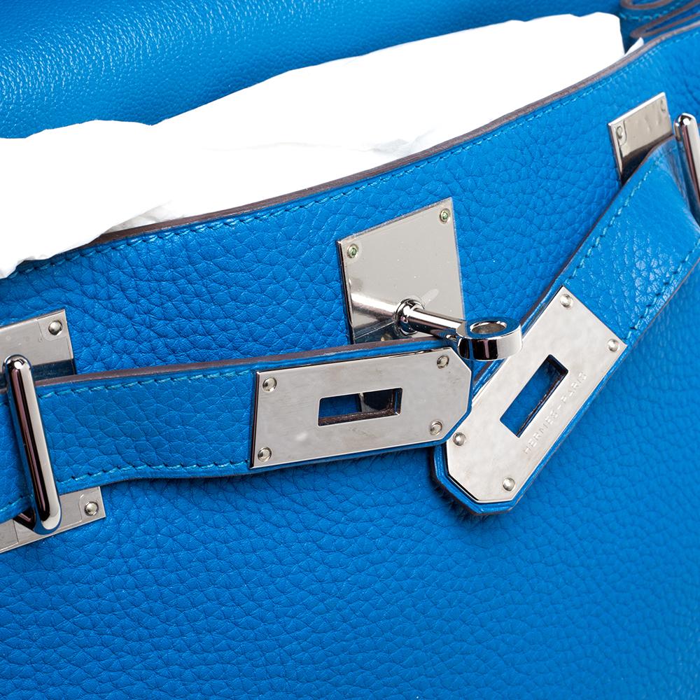 Hermes Blue Hydra Taurillon Clemence Leather Palladium Hardware Jypsiere 34 Bag 4