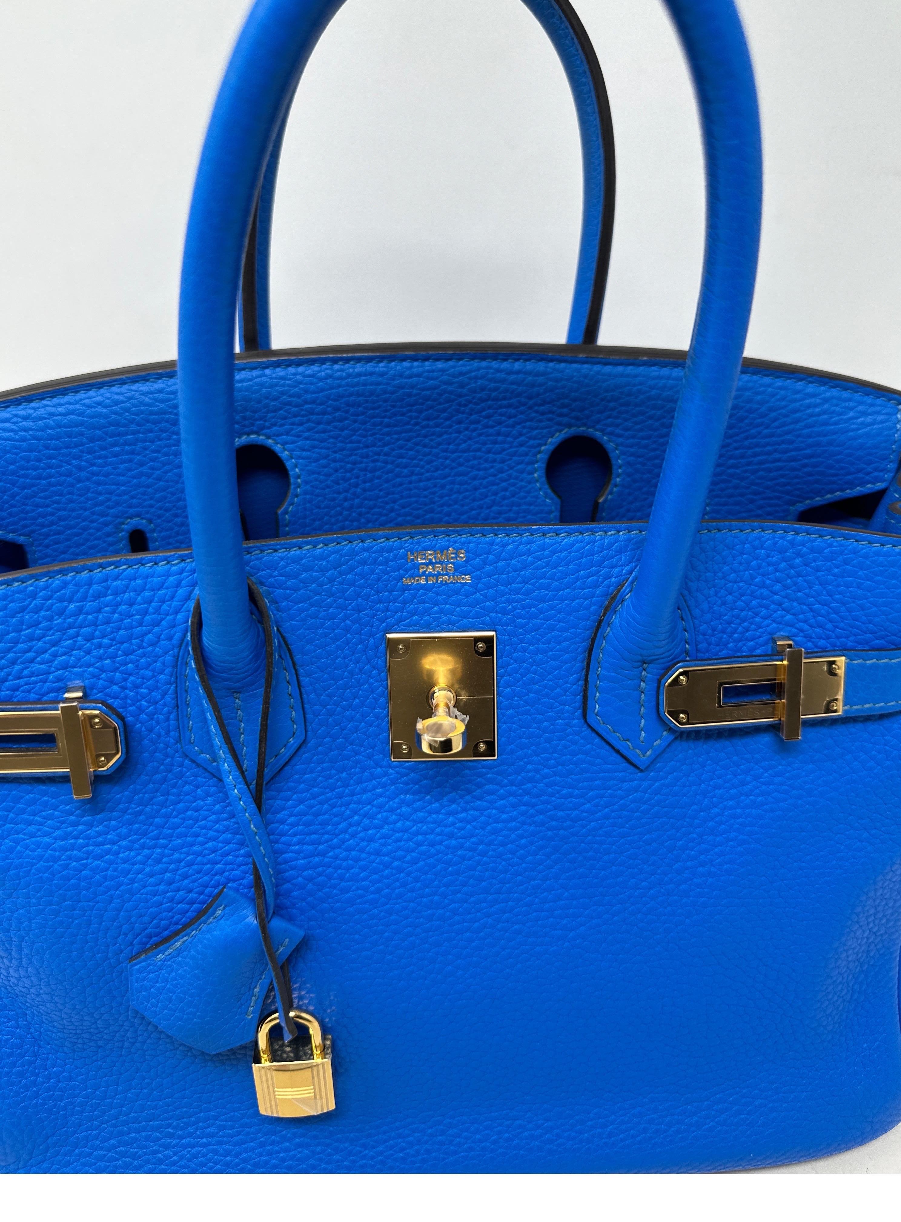 Hermes Blue Hyrdra Birkin 30 Bag  For Sale 8