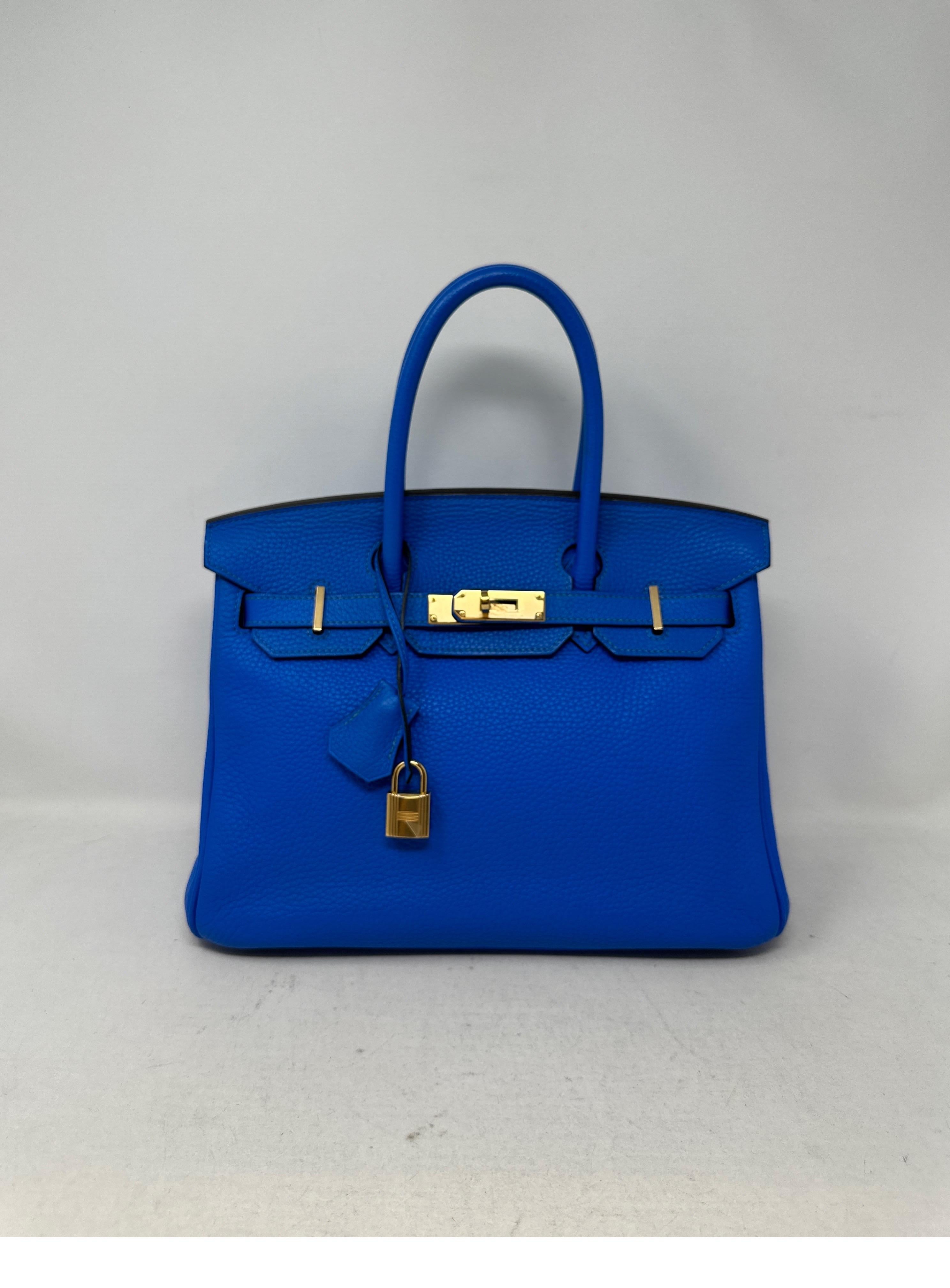 Hermes Blue Hyrdra Birkin 30 Bag  For Sale 9