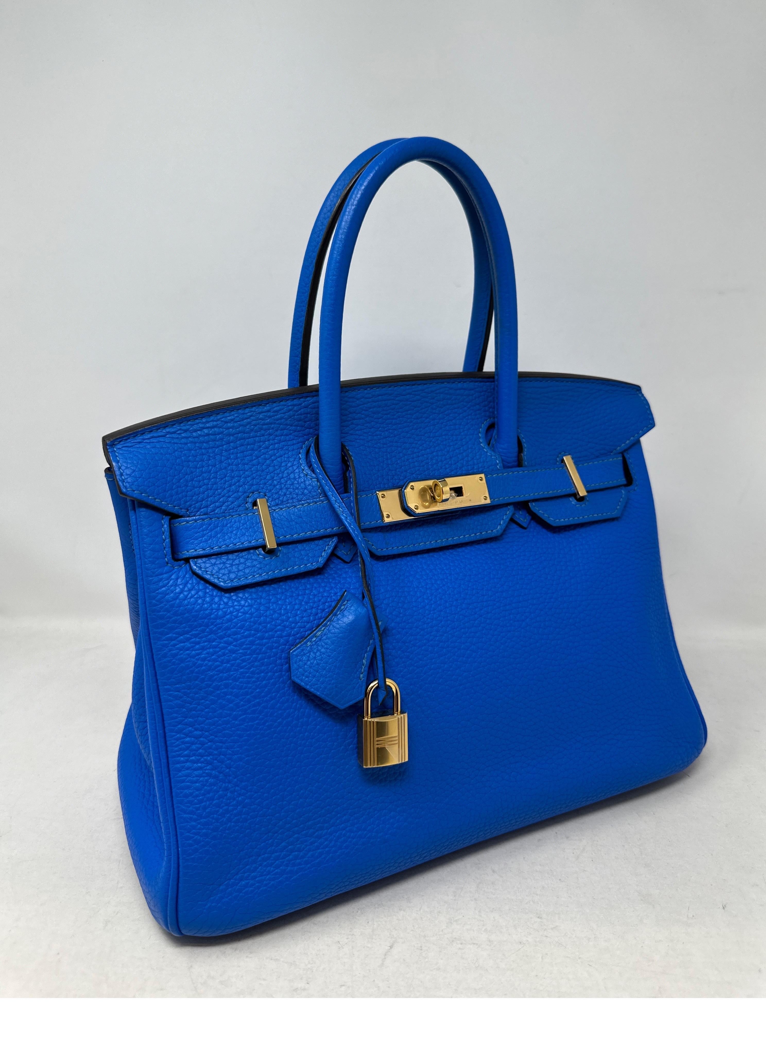 Hermes Blue Hyrdra Birkin 30 Bag  For Sale 10