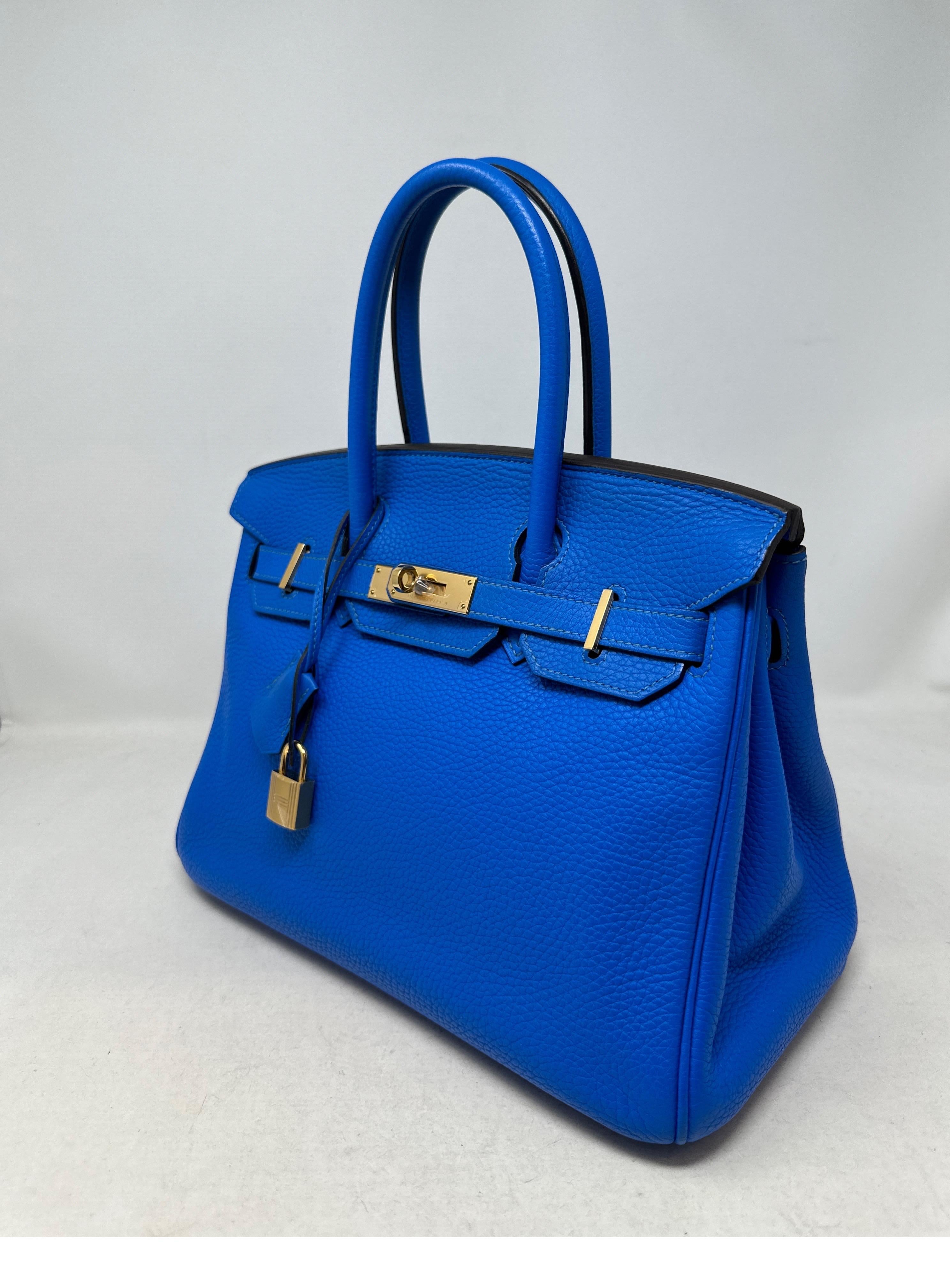 Hermes Blue Hyrdra Birkin 30 Bag  For Sale 11