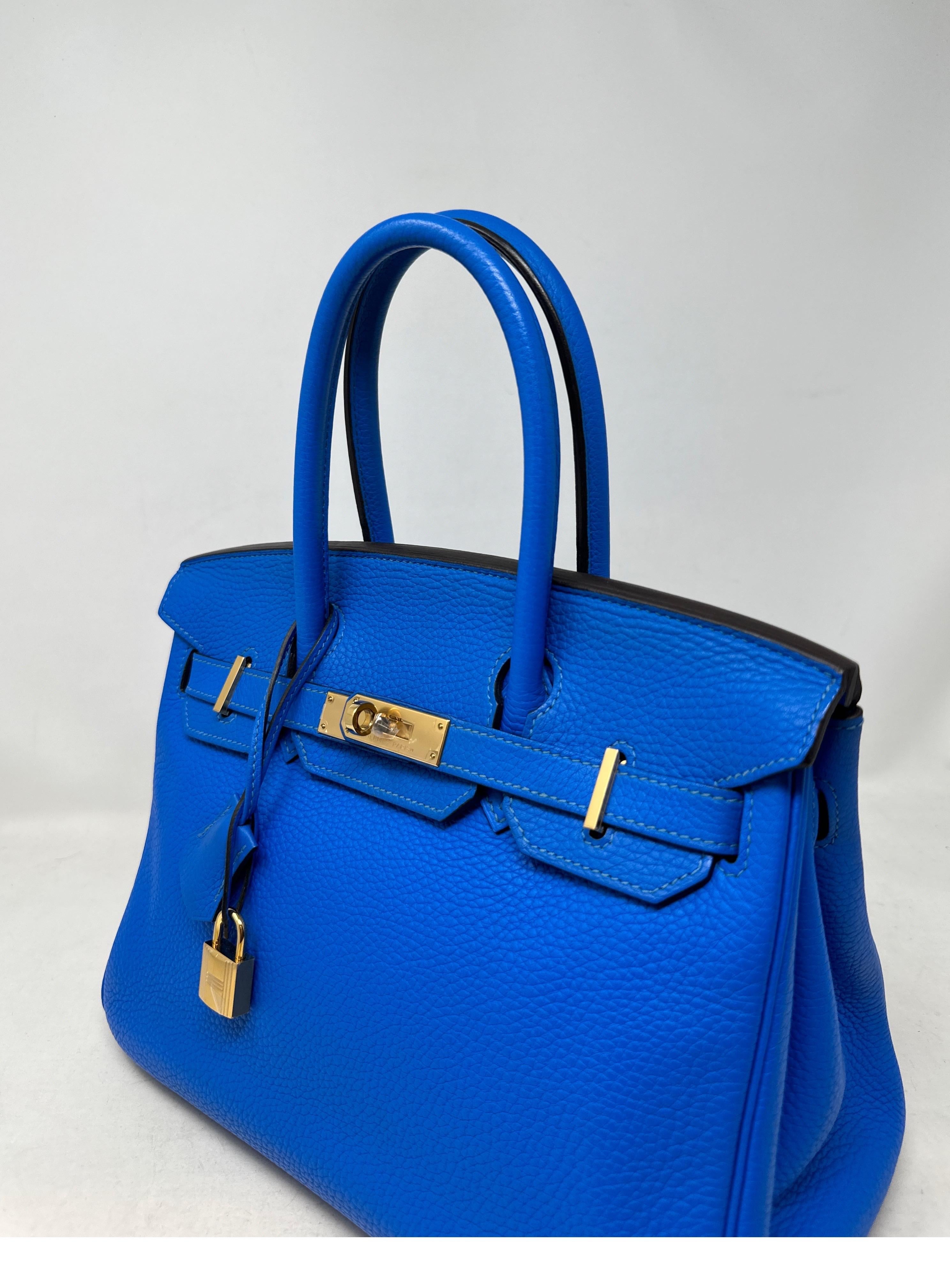 Hermes Blue Hyrdra Birkin 30 Bag  For Sale 12