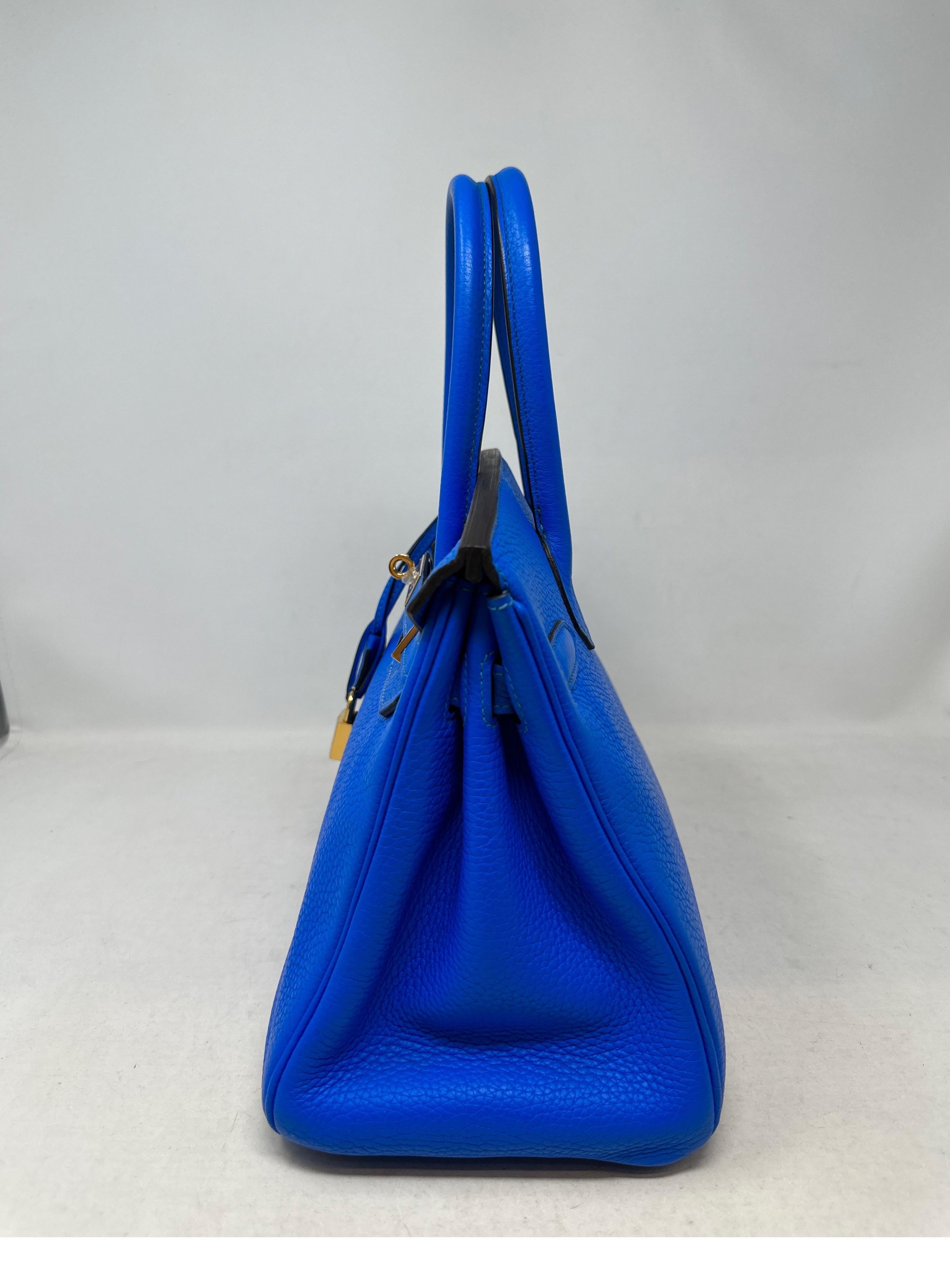 Hermes Blue Hyrdra Birkin 30 Bag  For Sale 13