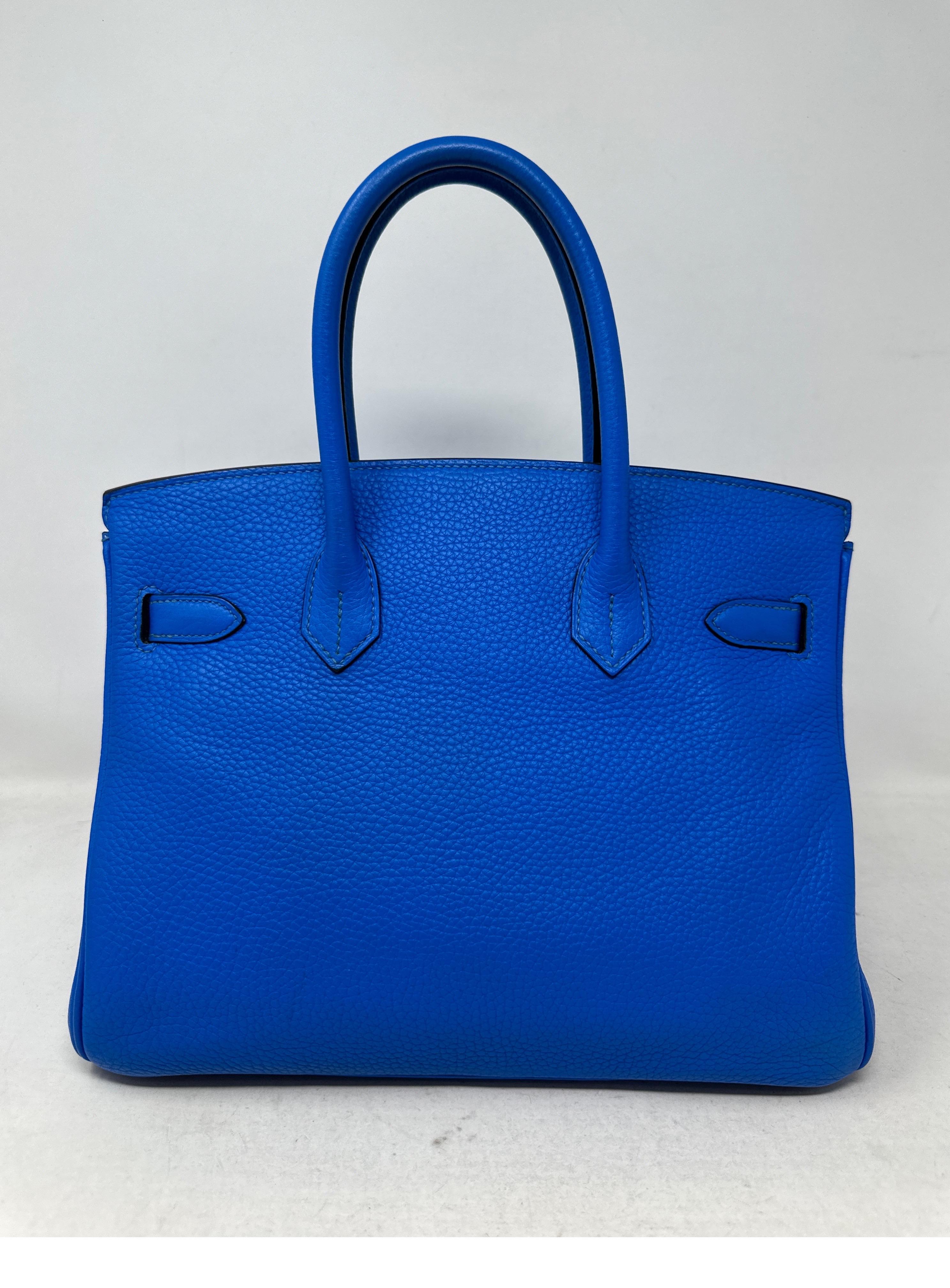 Hermes Blue Hyrdra Birkin 30 Bag  For Sale 14