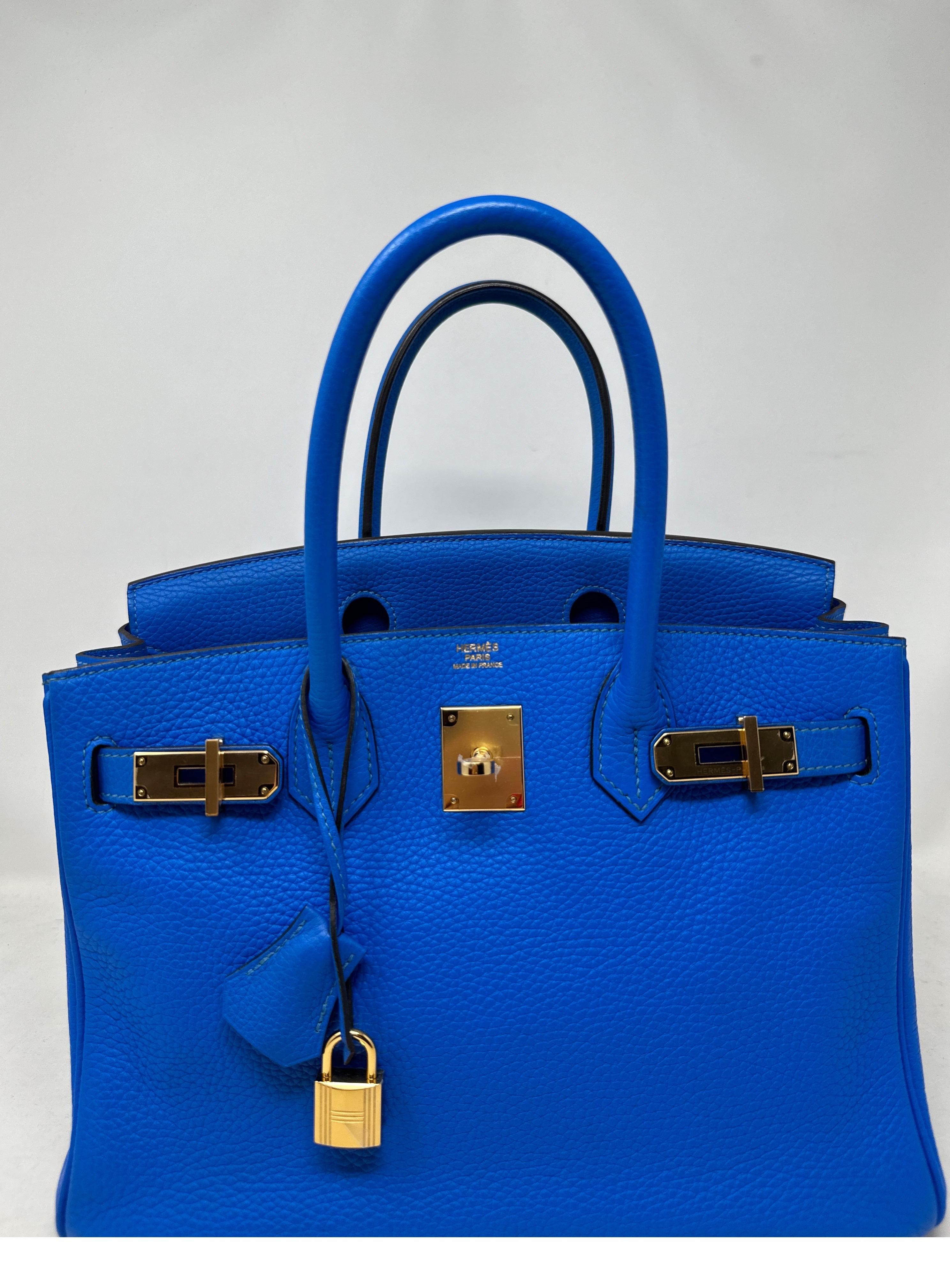 Hermes Blue Hyrdra Birkin 30 Bag  In Excellent Condition For Sale In Athens, GA