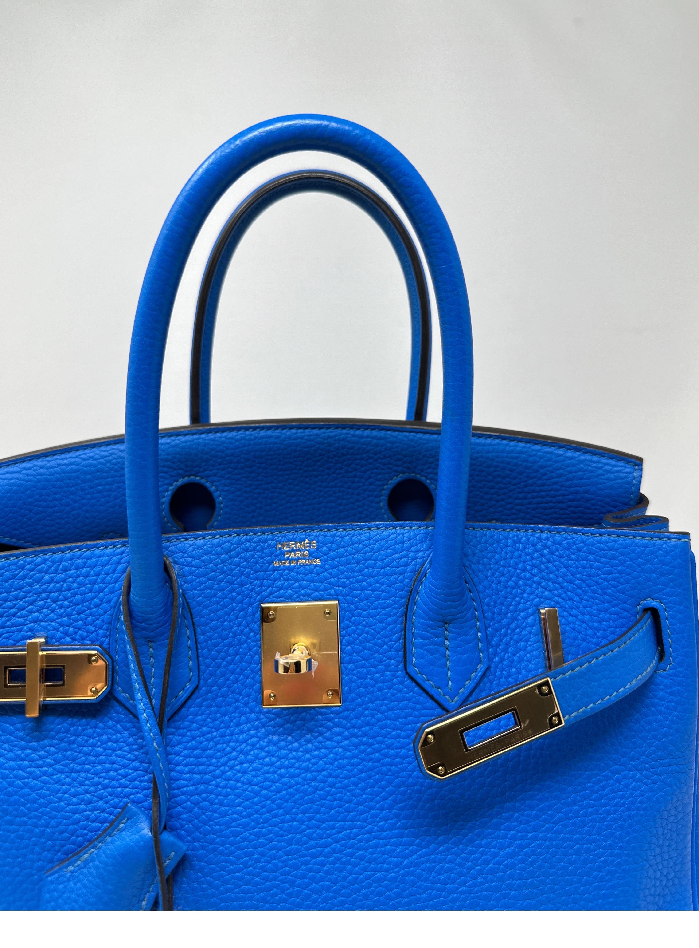 Hermes Blue Hyrdra Birkin 30 Bag  For Sale 4