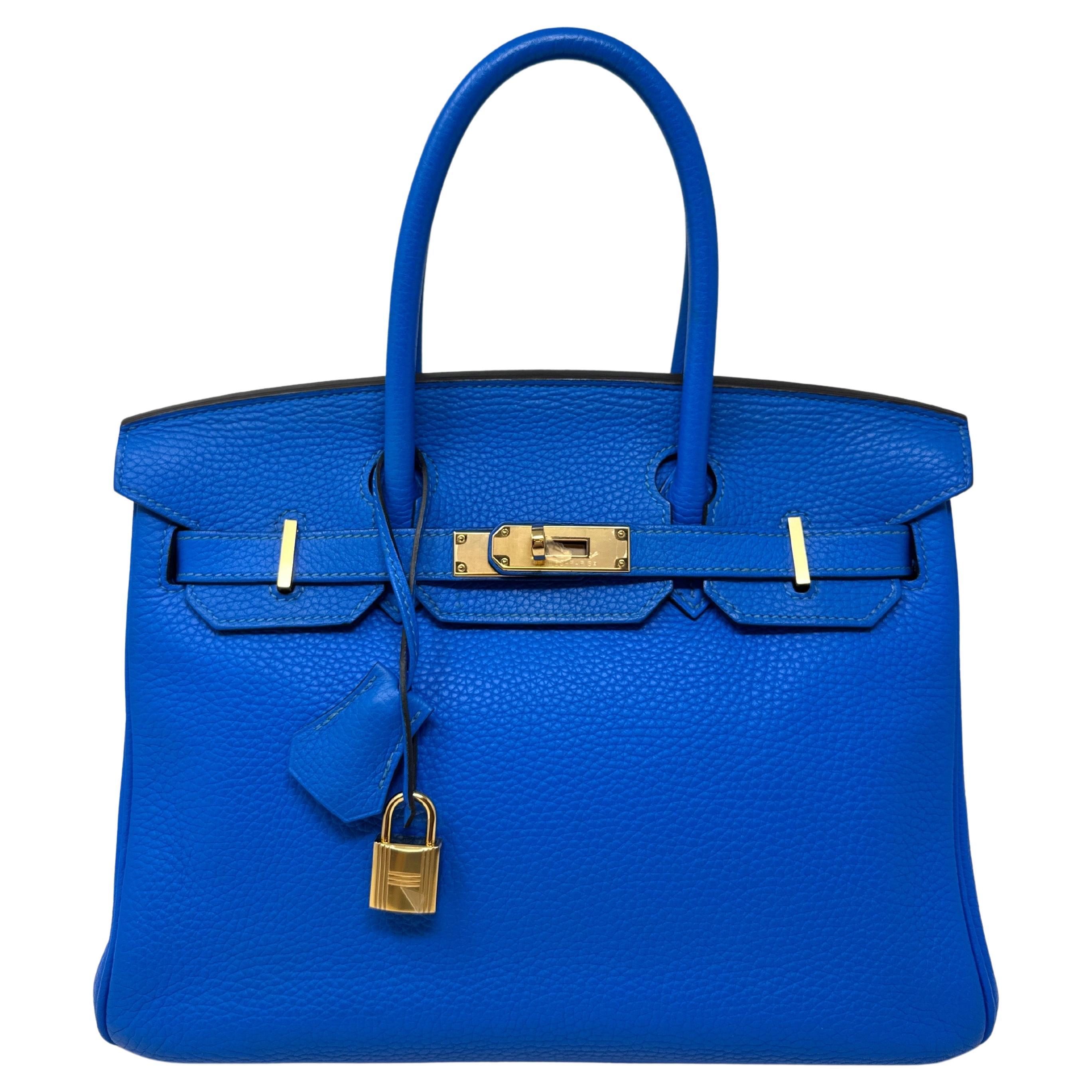 Hermes Blue Hyrdra Birkin 30 Bag  For Sale