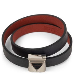 HERMES blue Indigo/Brique MEDOR INFINI DOUBLE TOUR Bracelet T2 Palladium