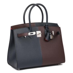 HERMÈS Blue Indigo, Rouge Sellier & Framboise Epsom Leather Casaque Birkin 30cm