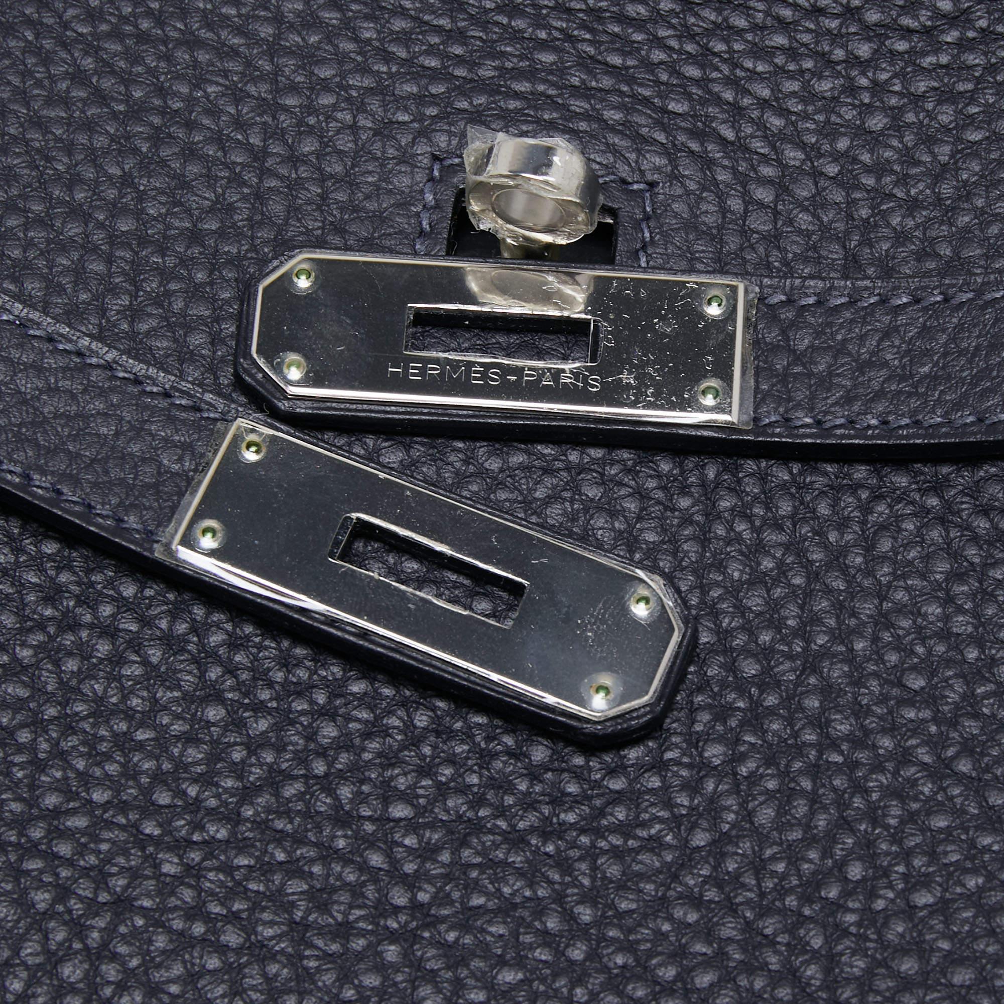 Hermes Blue Indigo Taurillon Clemence Leather Jypsiere 28 Bag 6