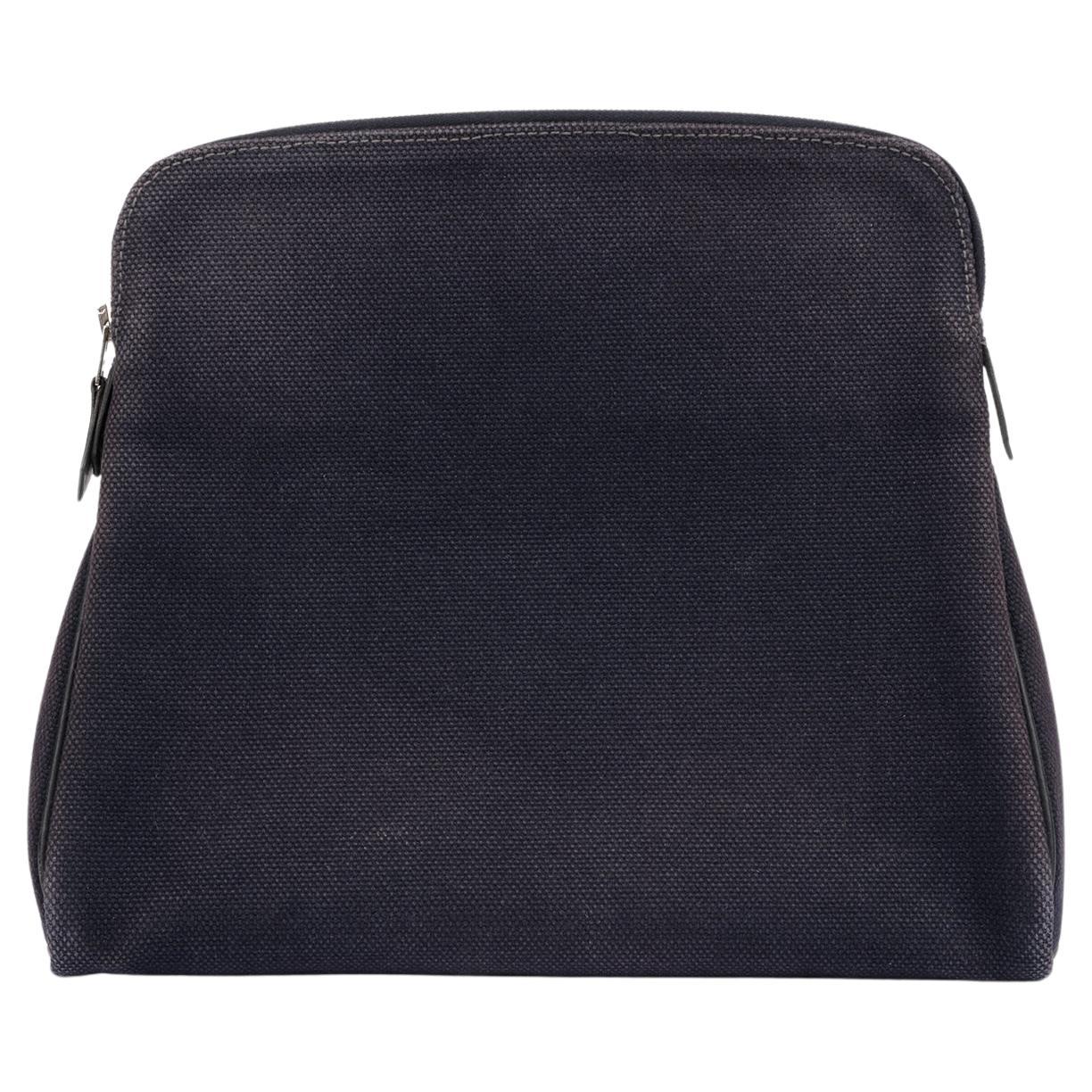 Hermès Blau Indigo Toile Canvas & Swift Leder Eevoo Pouch im Angebot