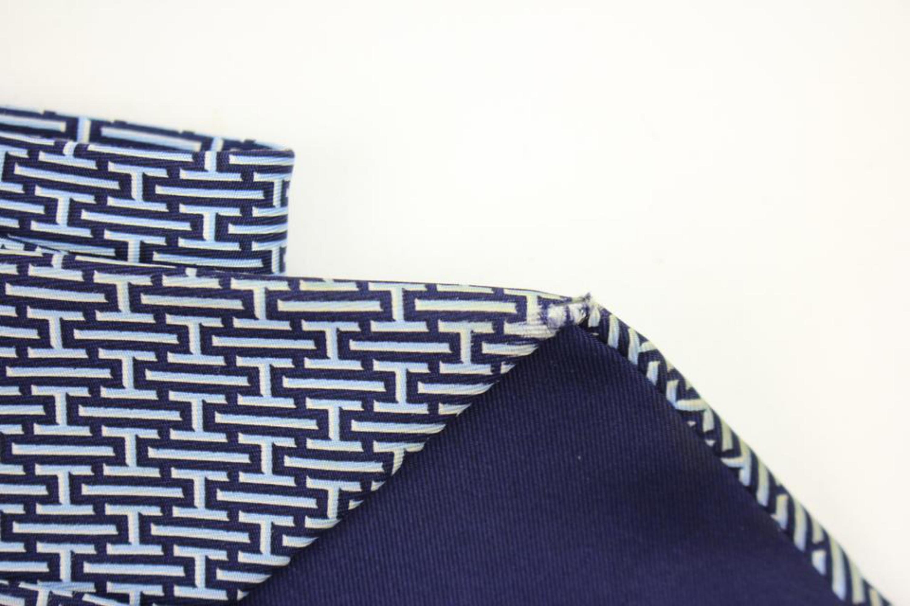 Gray Hermès Blue Interlocking H Neck Tie 10hera620 For Sale