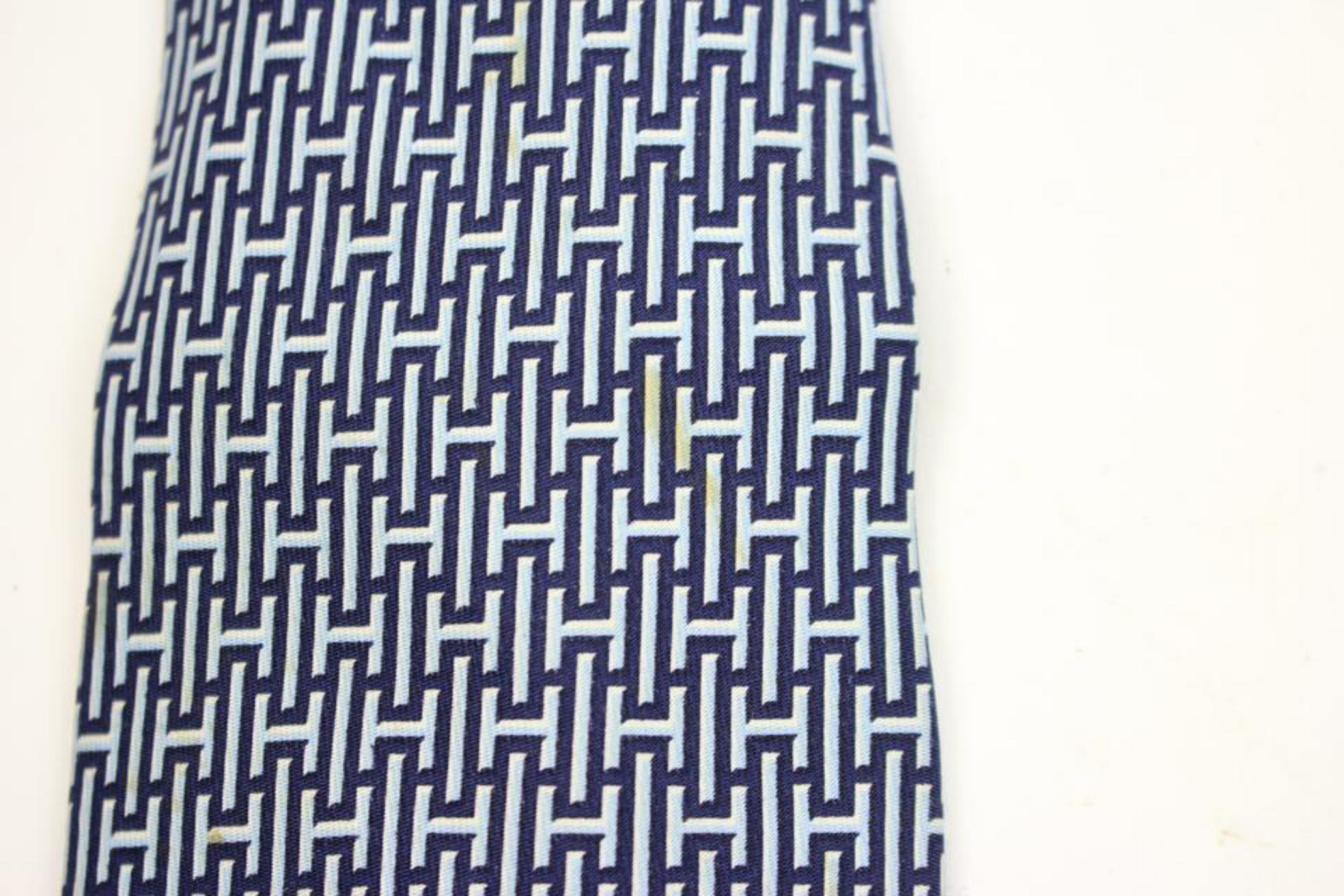 Men's Hermès Blue Interlocking H Neck Tie 10hera620 For Sale