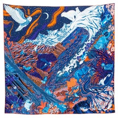 Hermès Blue Into The Canadian Wild Silk Scarf