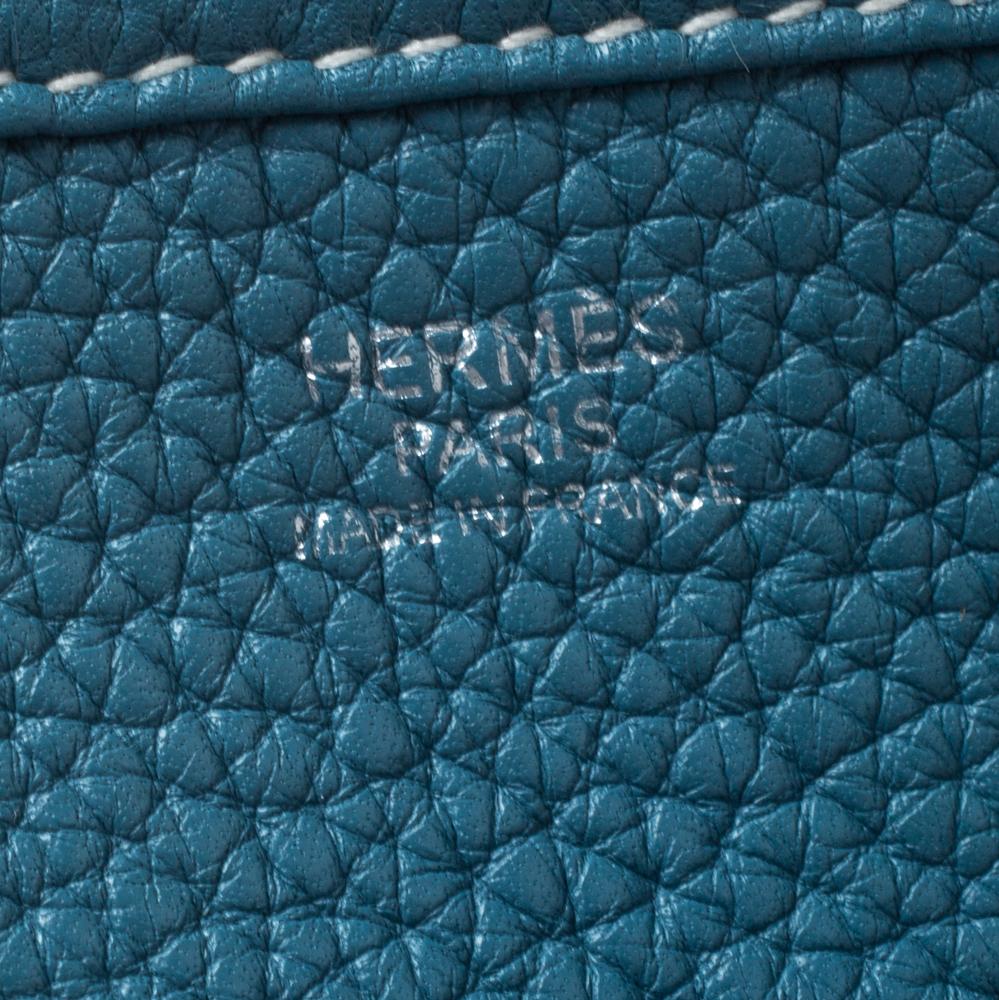 Hermes Blue Izmir Clemence Leather Evelyne III PM Bag 2