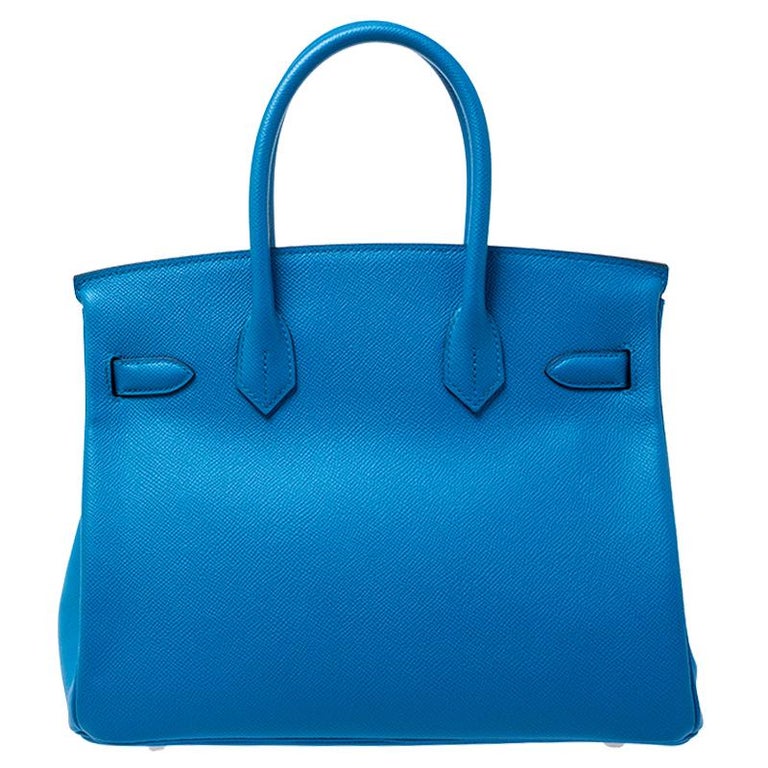 Hermes Blue Izmir Epsom Leather Palladium Hardware Birkin 30 Bag For ...