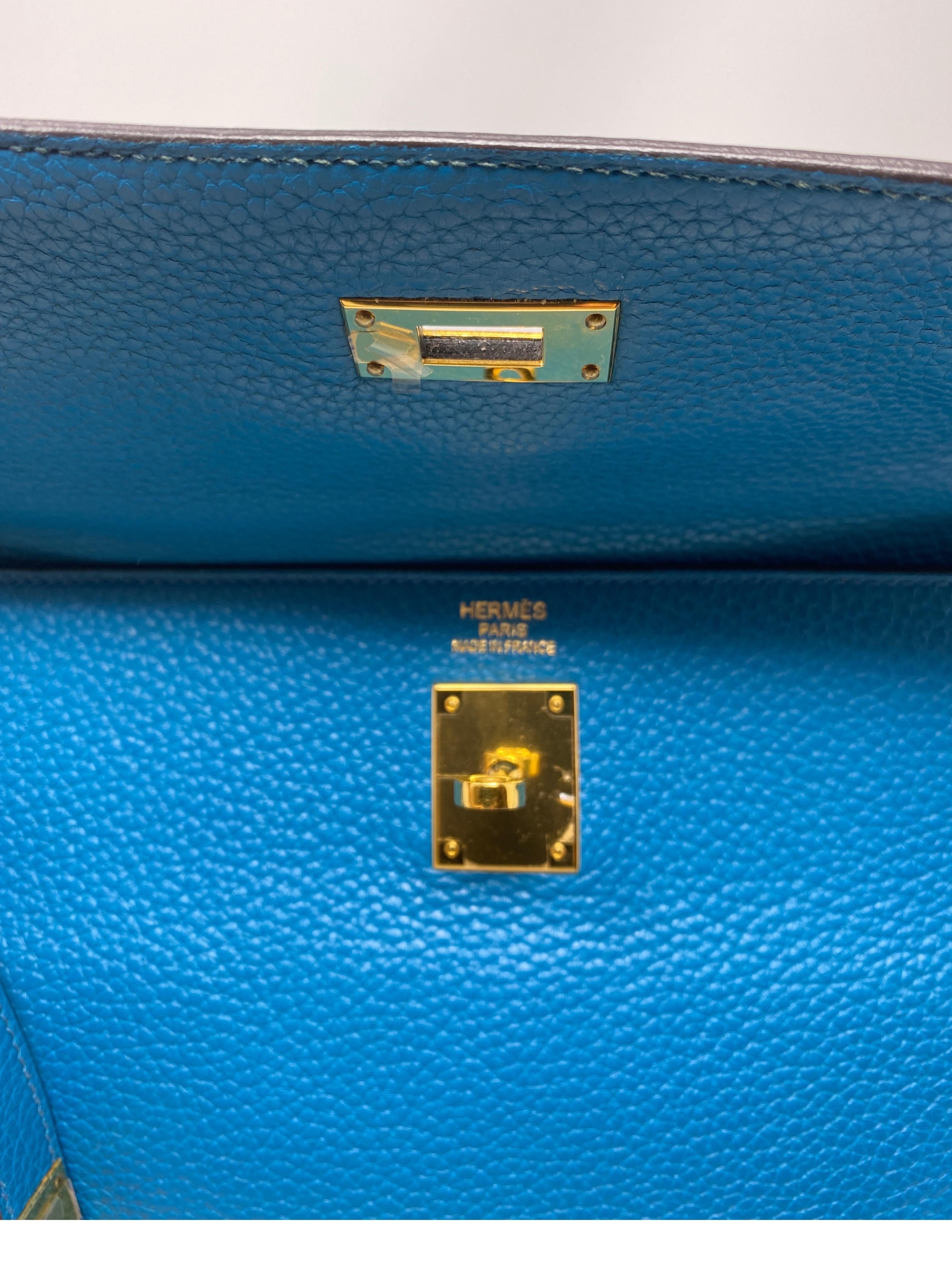 Hermes Blue Izmir Kelly 35 Bag  8