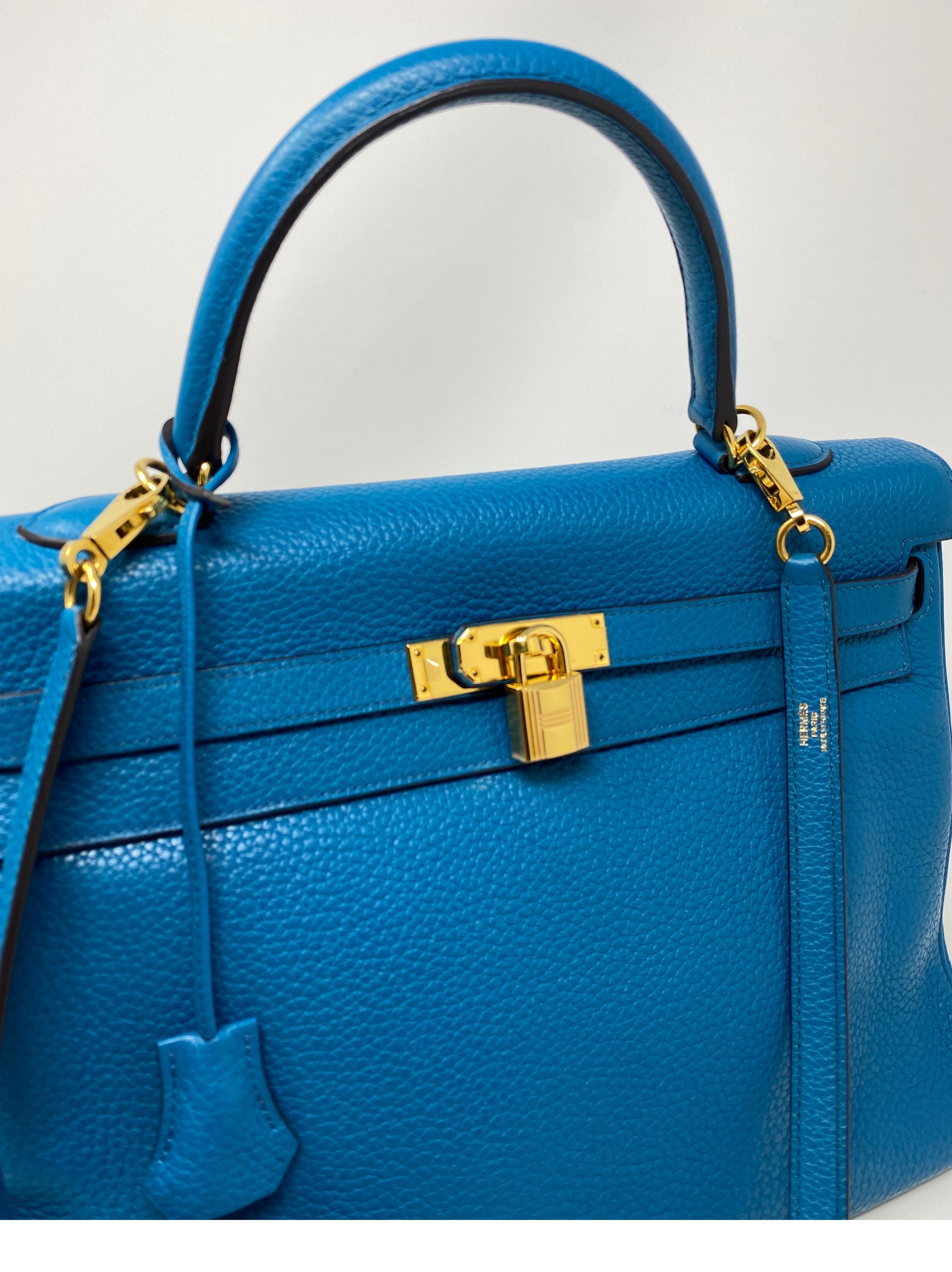 Hermes Blue Izmir Kelly 35 Bag  9