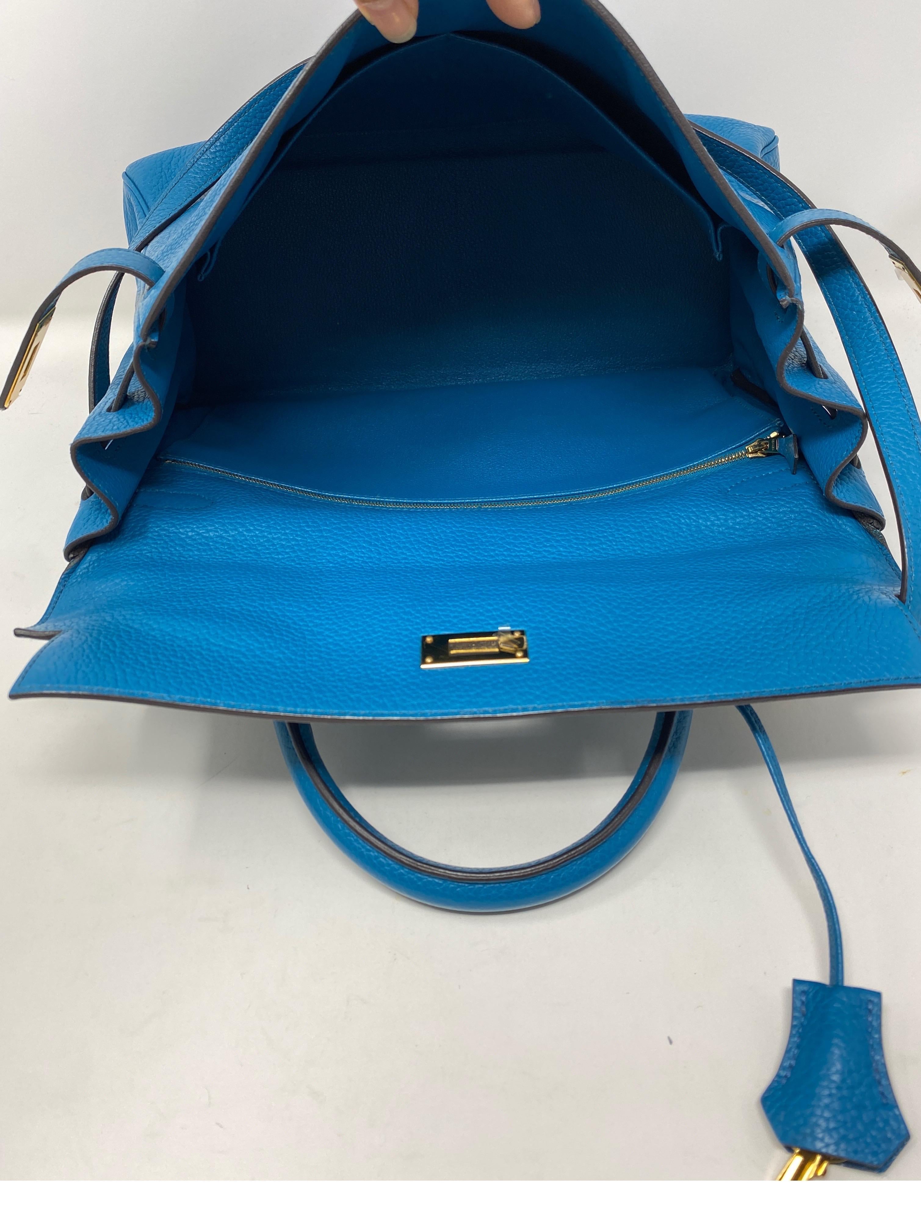 Hermes Blue Izmir Kelly 35 Bag  10