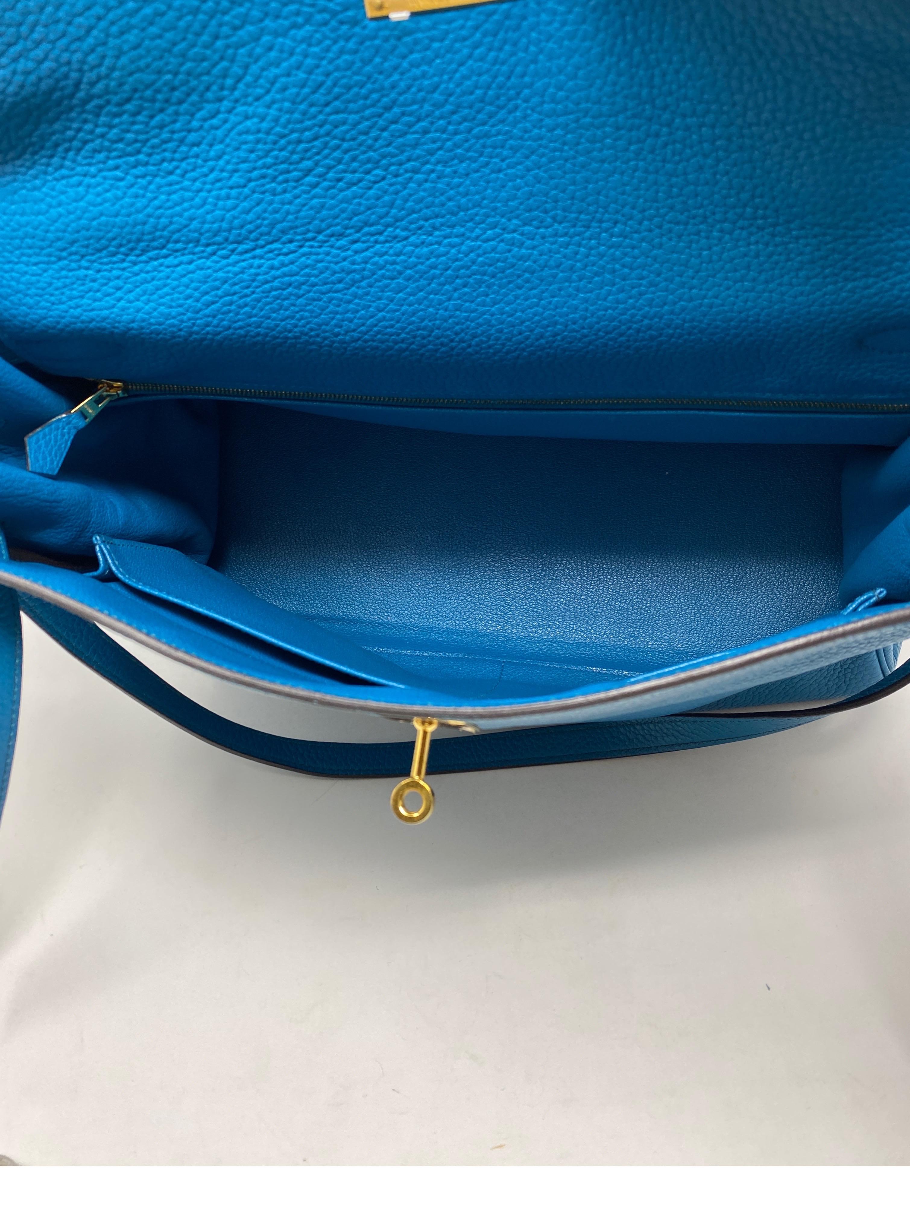 Hermes Blue Izmir Kelly 35 Bag  11