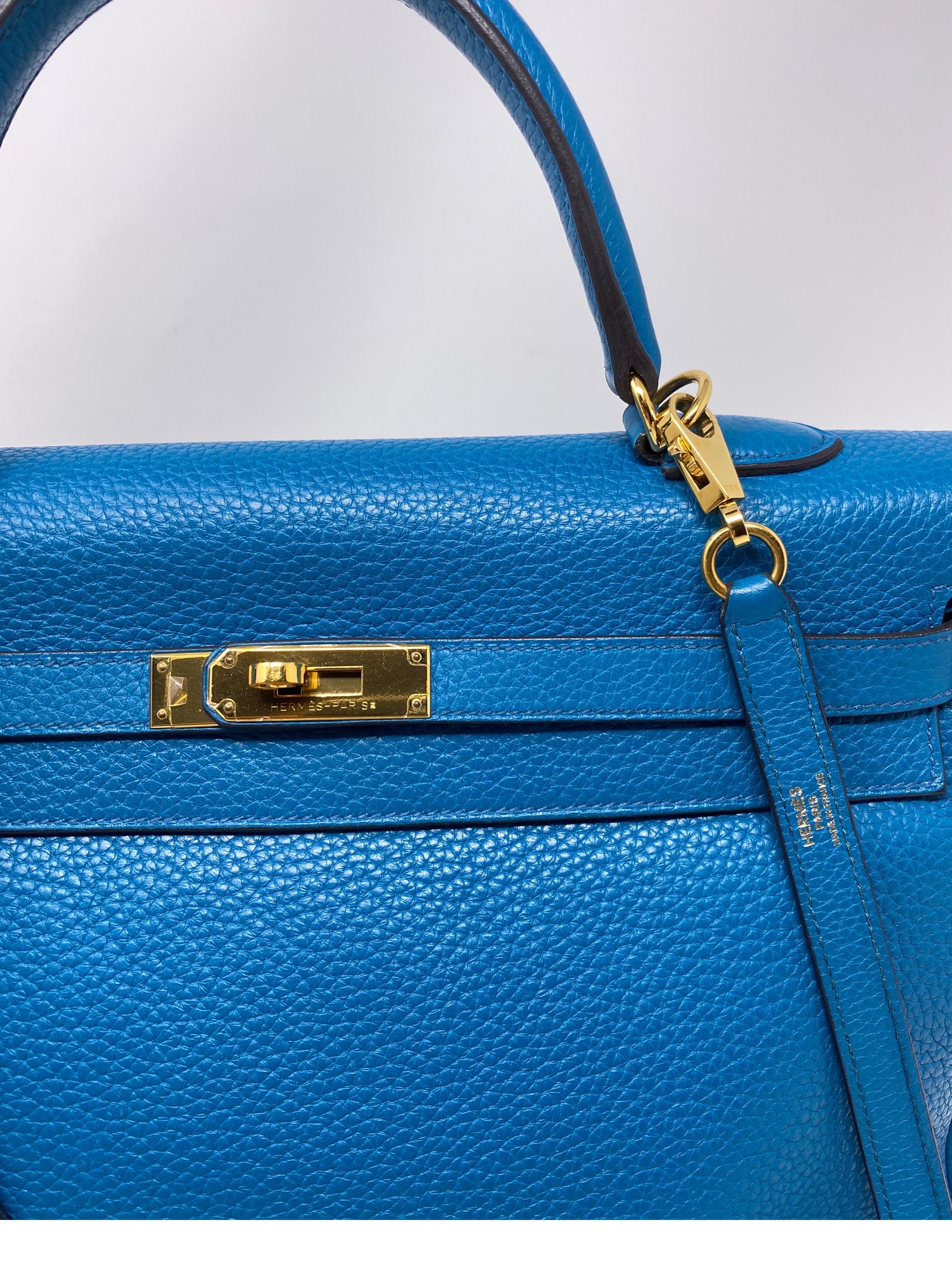 Hermes Blue Izmir Kelly 35 Bag  1