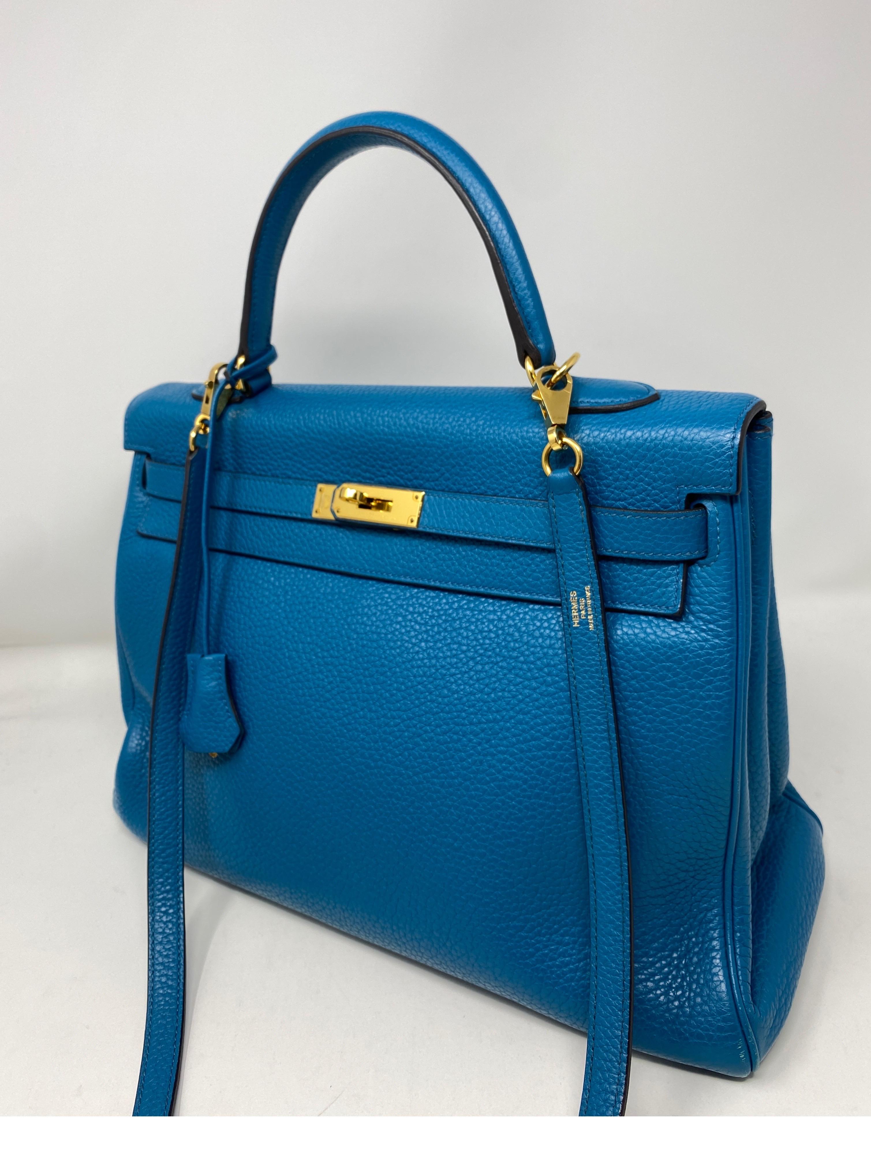 Hermes Blue Izmir Kelly 35 Bag  3