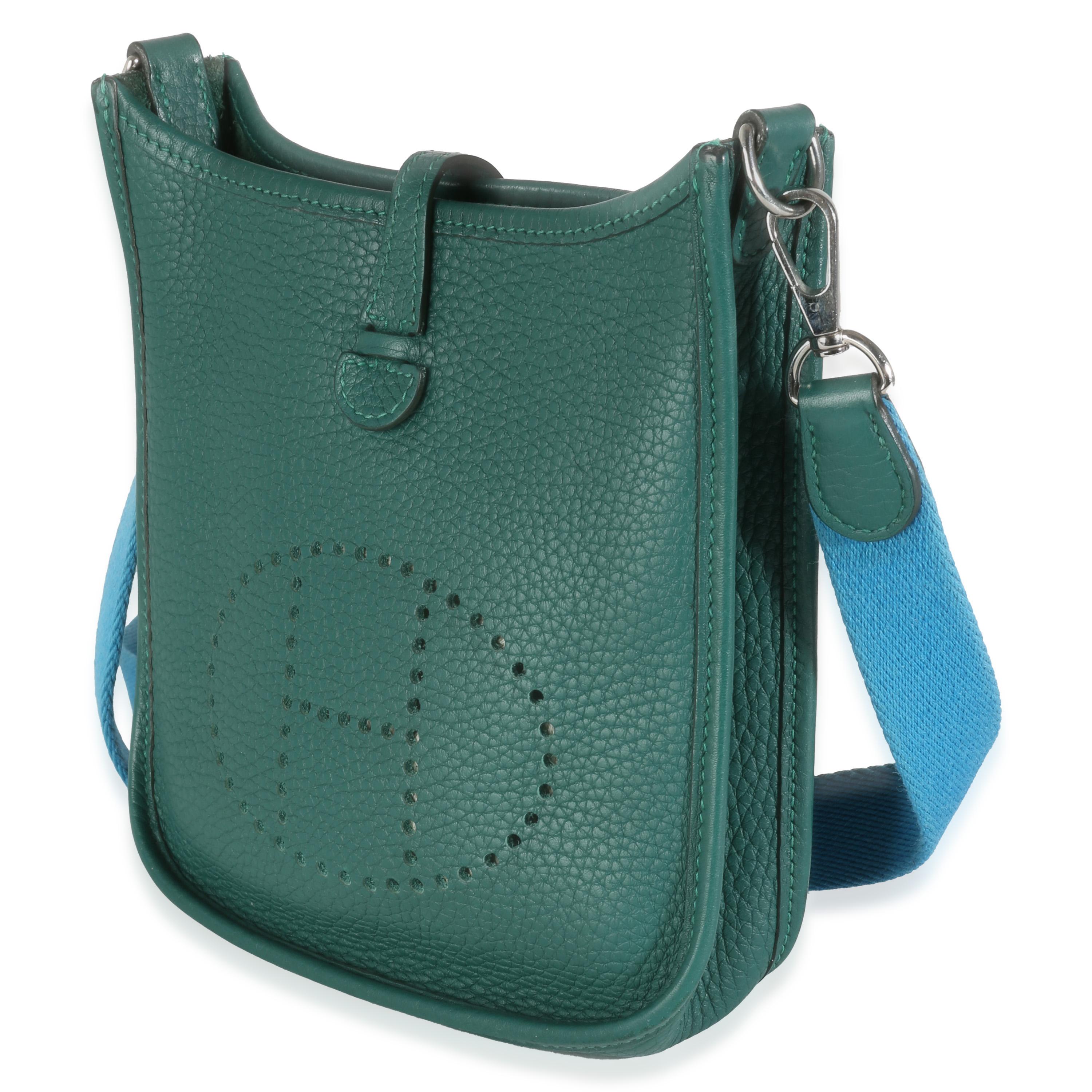 Women's Hermès Blue Izmir Malachite Clemence Mini Evelyne TPM PHW