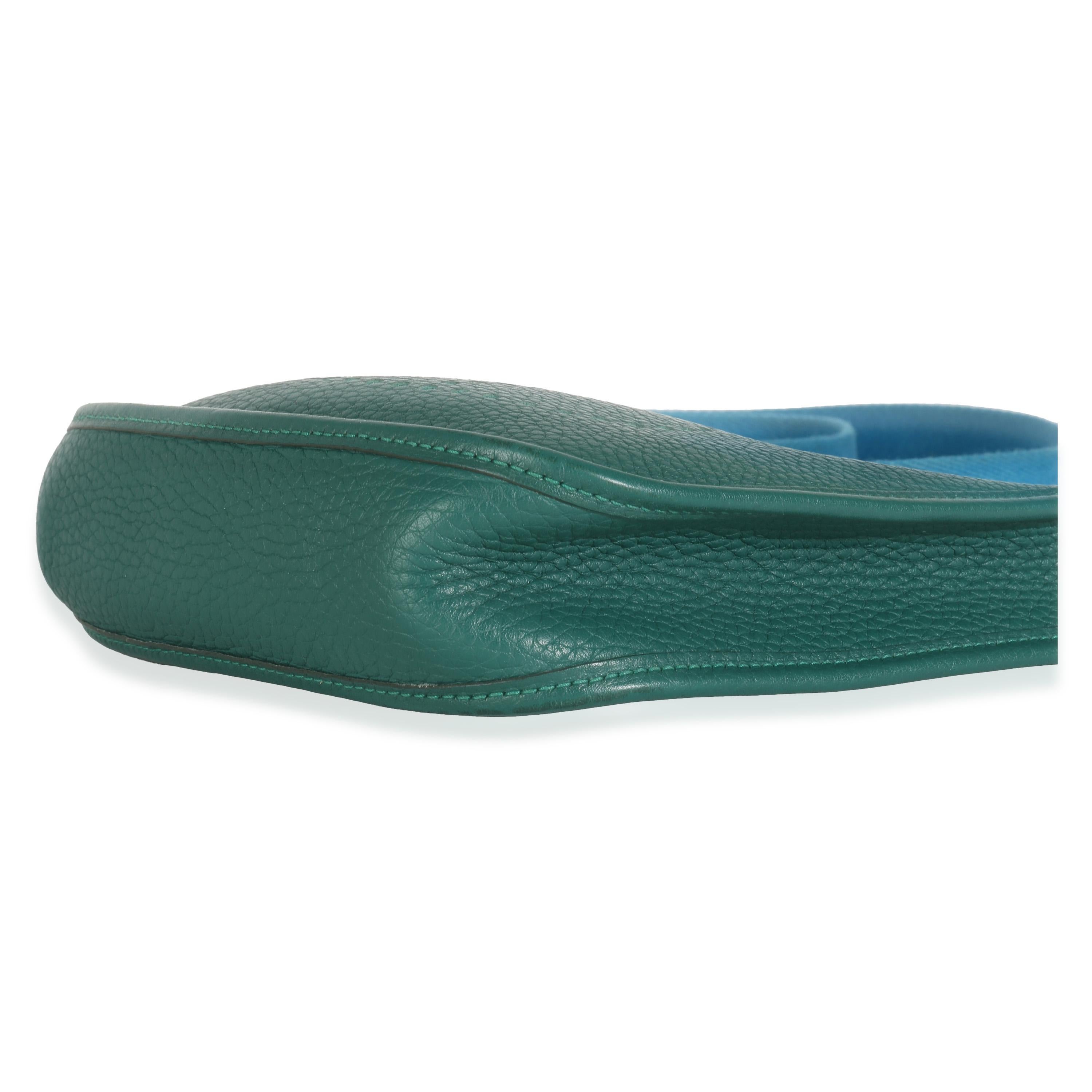 Hermès Blue Izmir Malachite Clemence Mini Evelyne TPM PHW 1