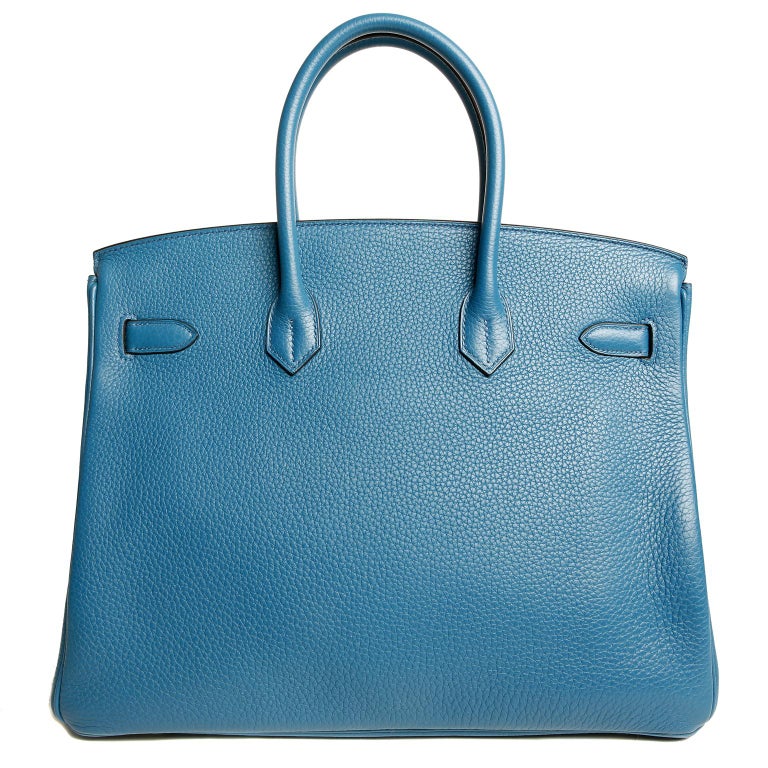Hermès Blue Izmir Togo 35 cm Birkin Bag For Sale at 1stDibs
