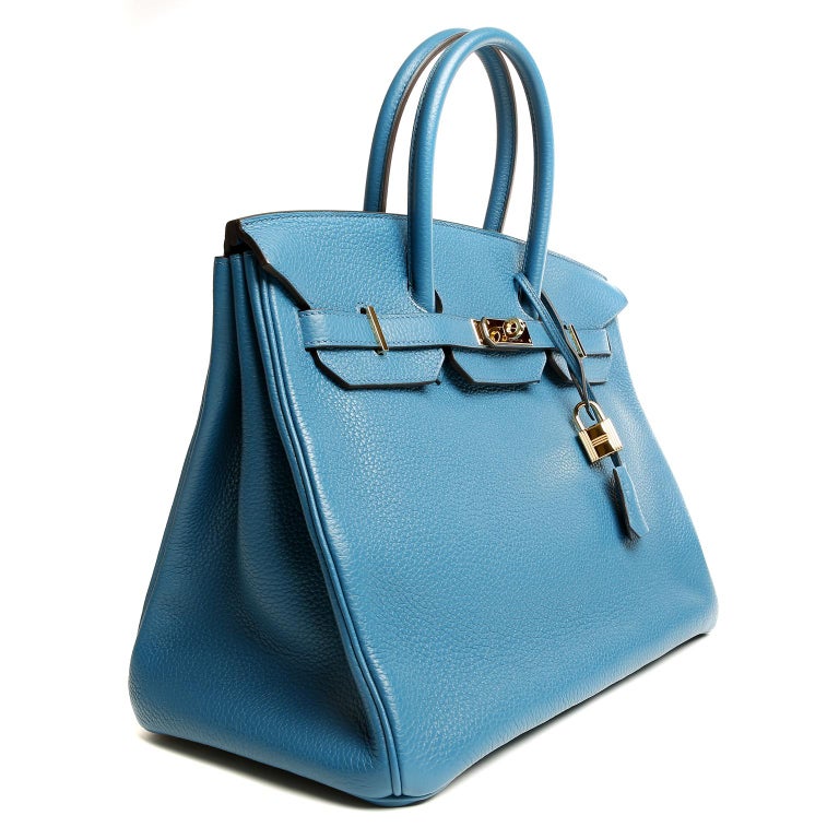 Hermès Blue Izmir Togo 35 cm Birkin Bag For Sale at 1stDibs