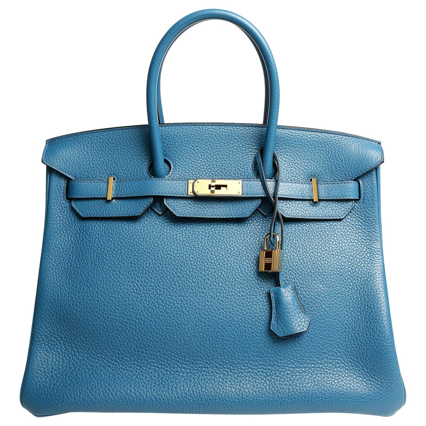 Hermes Turquoise Togo 35 cm Birkin Bag with GHW at 1stDibs